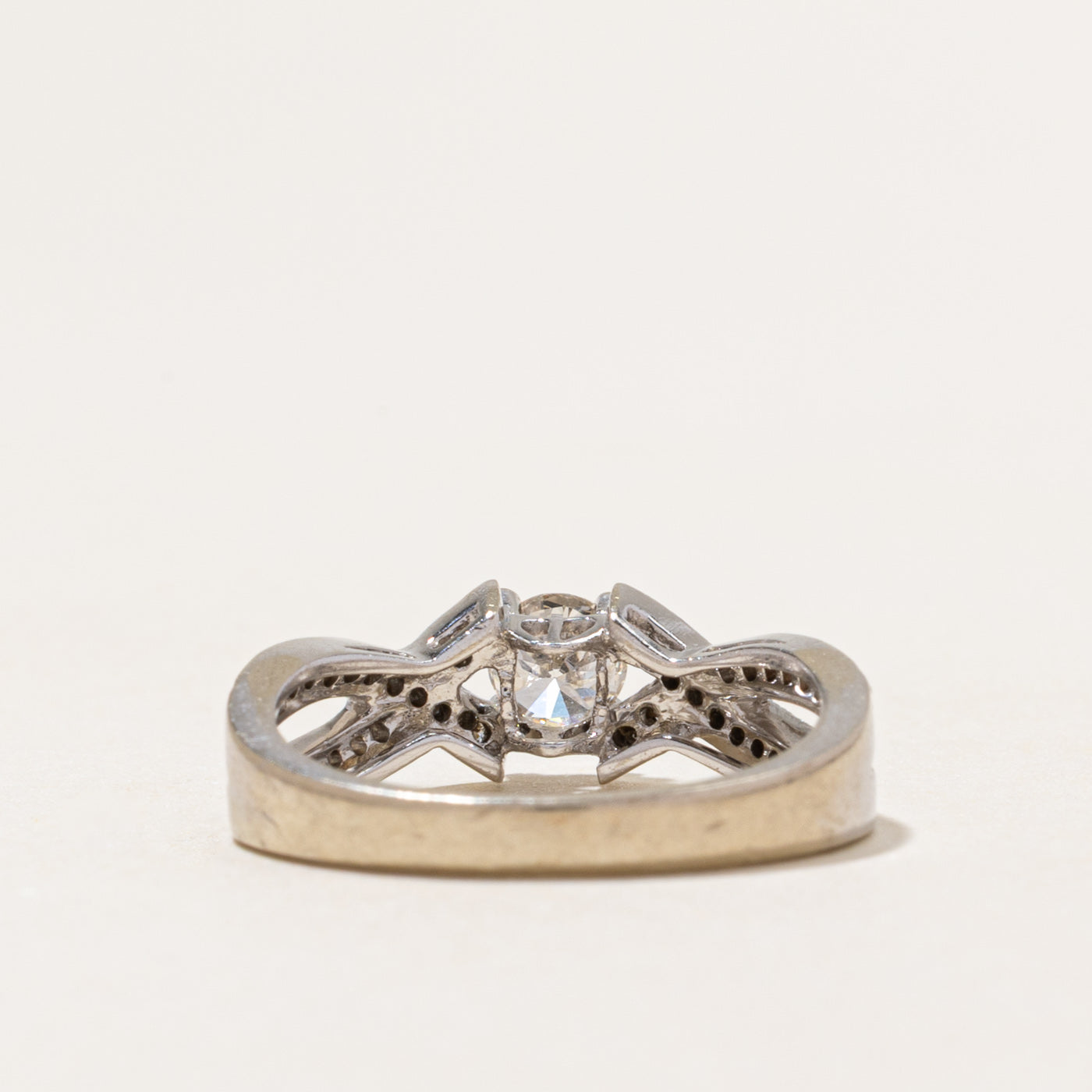 White Gold Diamond Cross Over Ring | 0.56ctw | SZ 6.25