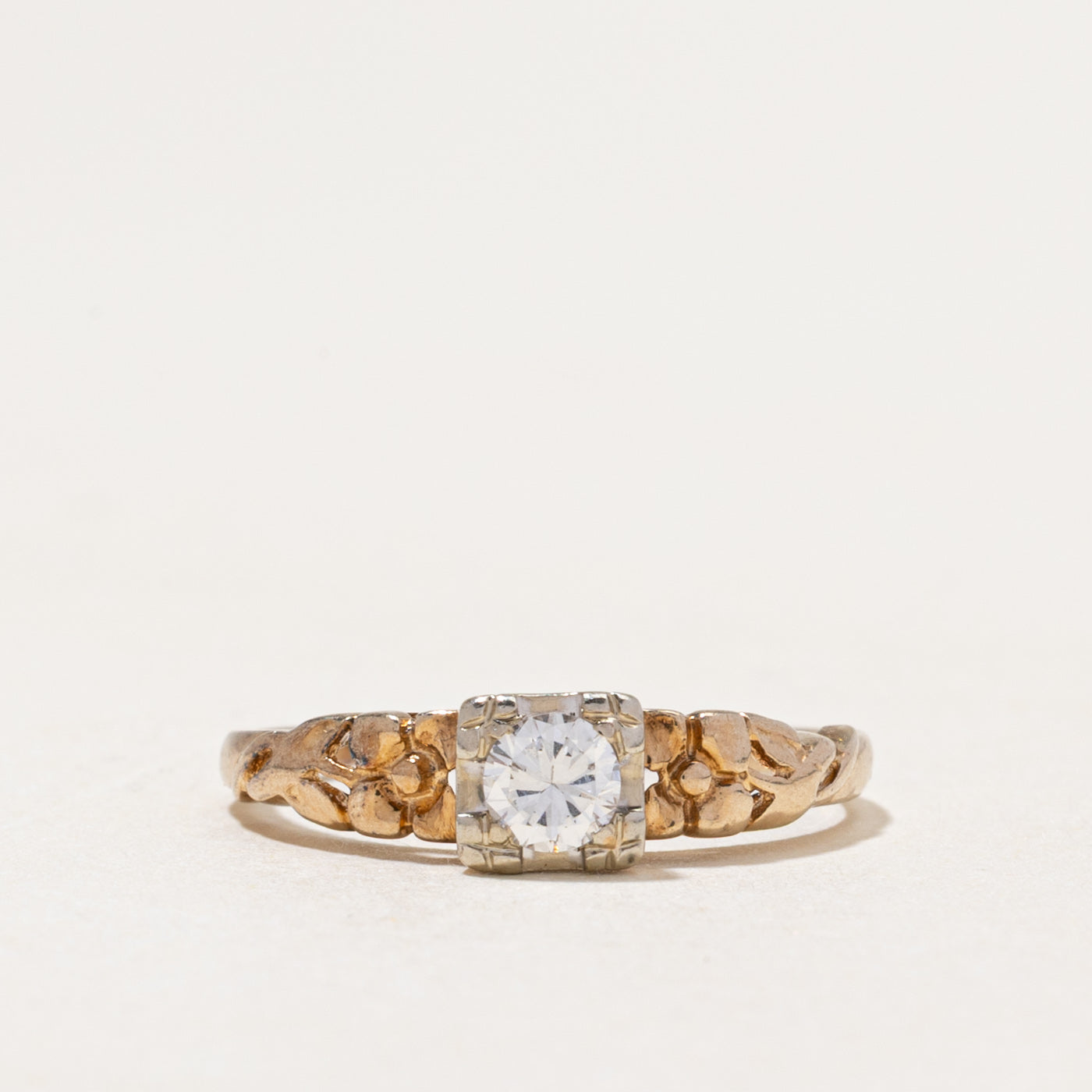 Bague solitaire en diamant gravée | 0,18 ct | Taille 5,75