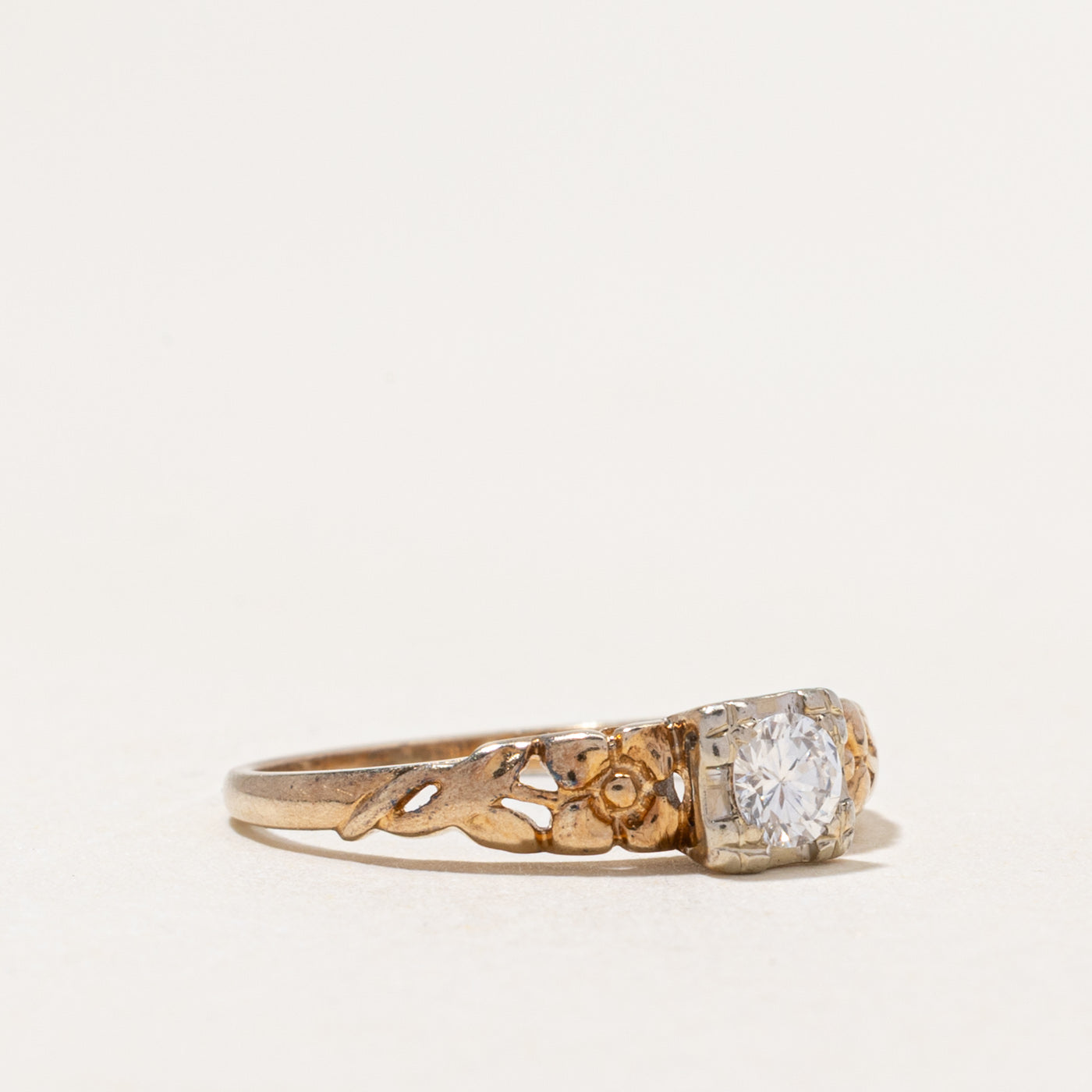 Bague solitaire en diamant gravée | 0,18 ct | Taille 5,75