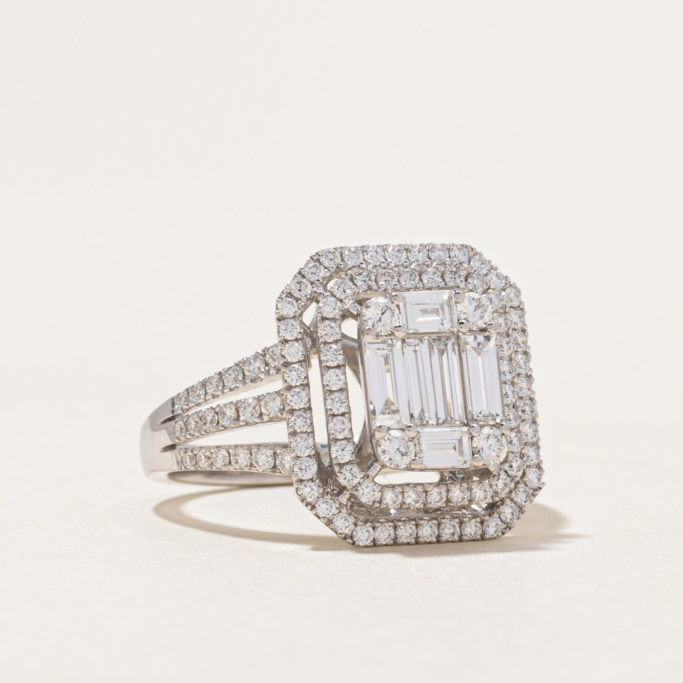 18k Illusion Set Diamond Double Halo Cocktail Ring | 1.27ctw | SZ 6.5