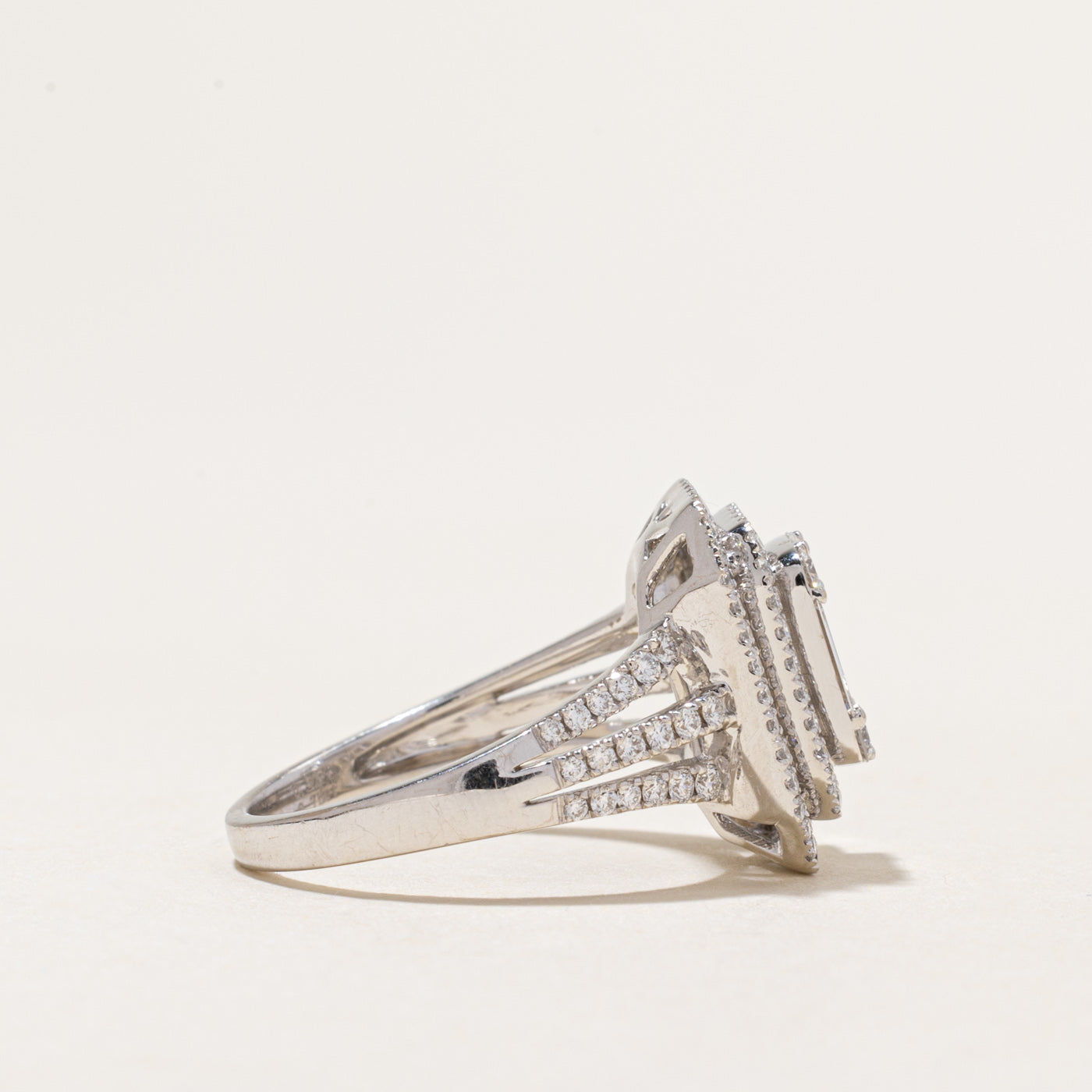 18k Illusion Set Diamond Double Halo Cocktail Ring | 1.27ctw | SZ 6.5