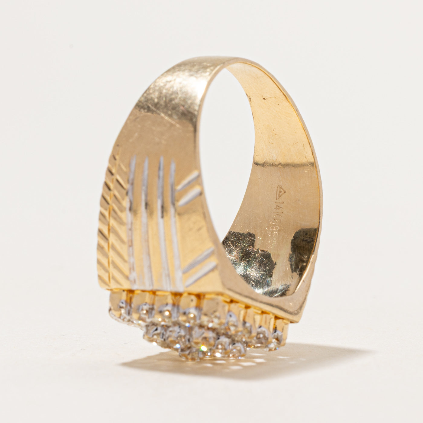 Yellow Gold Diamond Grid Cocktail Ring | 0.88ctw | SZ 11