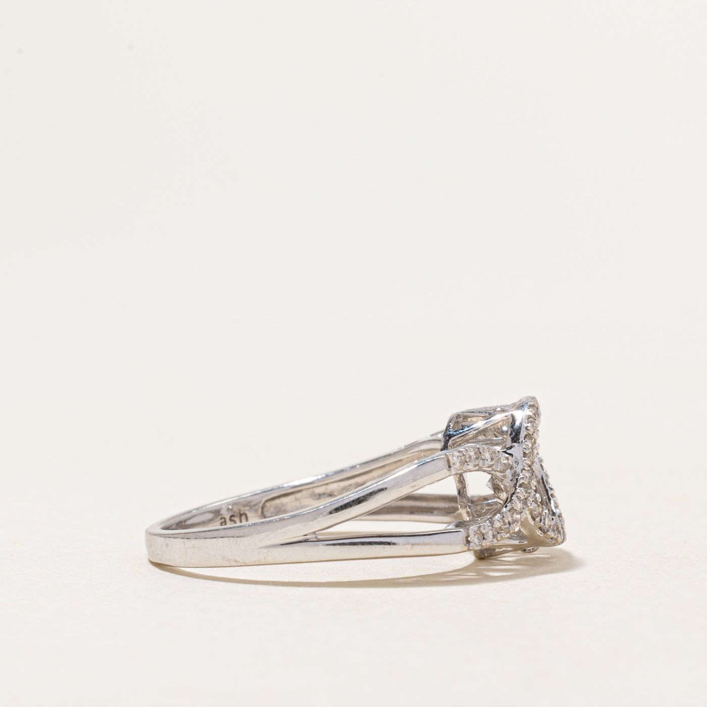 White Gold Diamond Open Cross Over Ring | 0.35ctw | SZ 7.25