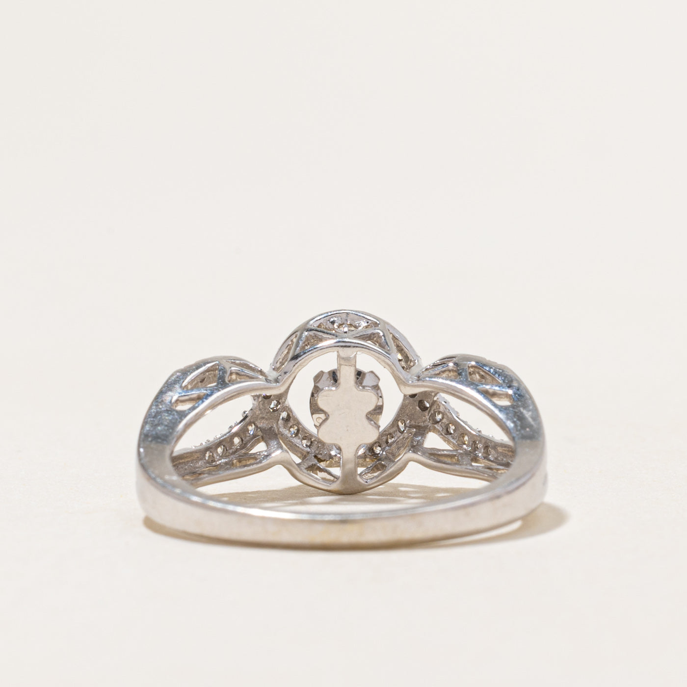 White Gold Diamond Open Cross Over Ring | 0.35ctw | SZ 7.25