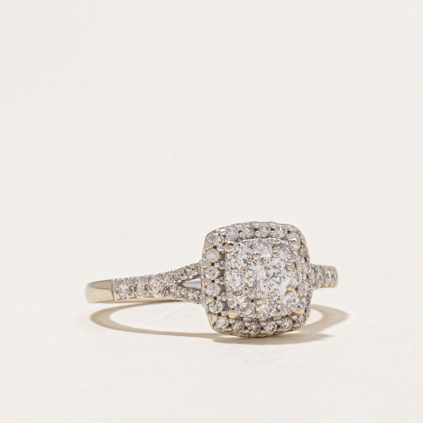 White Gold Diamond Double Halo Ring | 0.55ctw | SZ 7.25