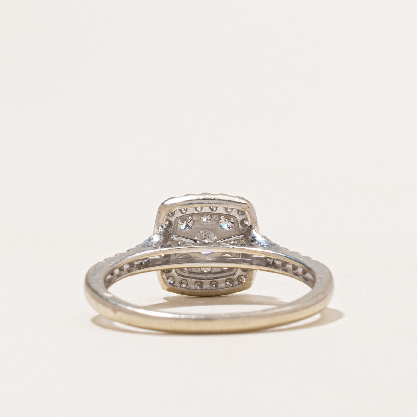 White Gold Diamond Double Halo Ring | 0.55ctw | SZ 7.25