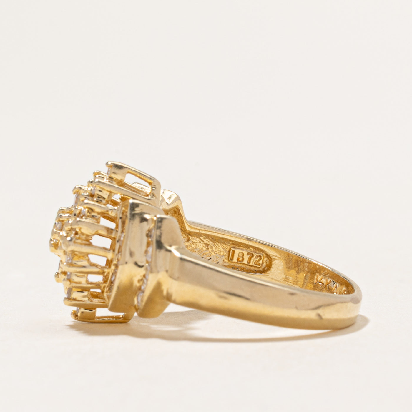 Yellow Gold Diamond Cluster Cocktail Ring | 1.29ctw | SZ 6.75