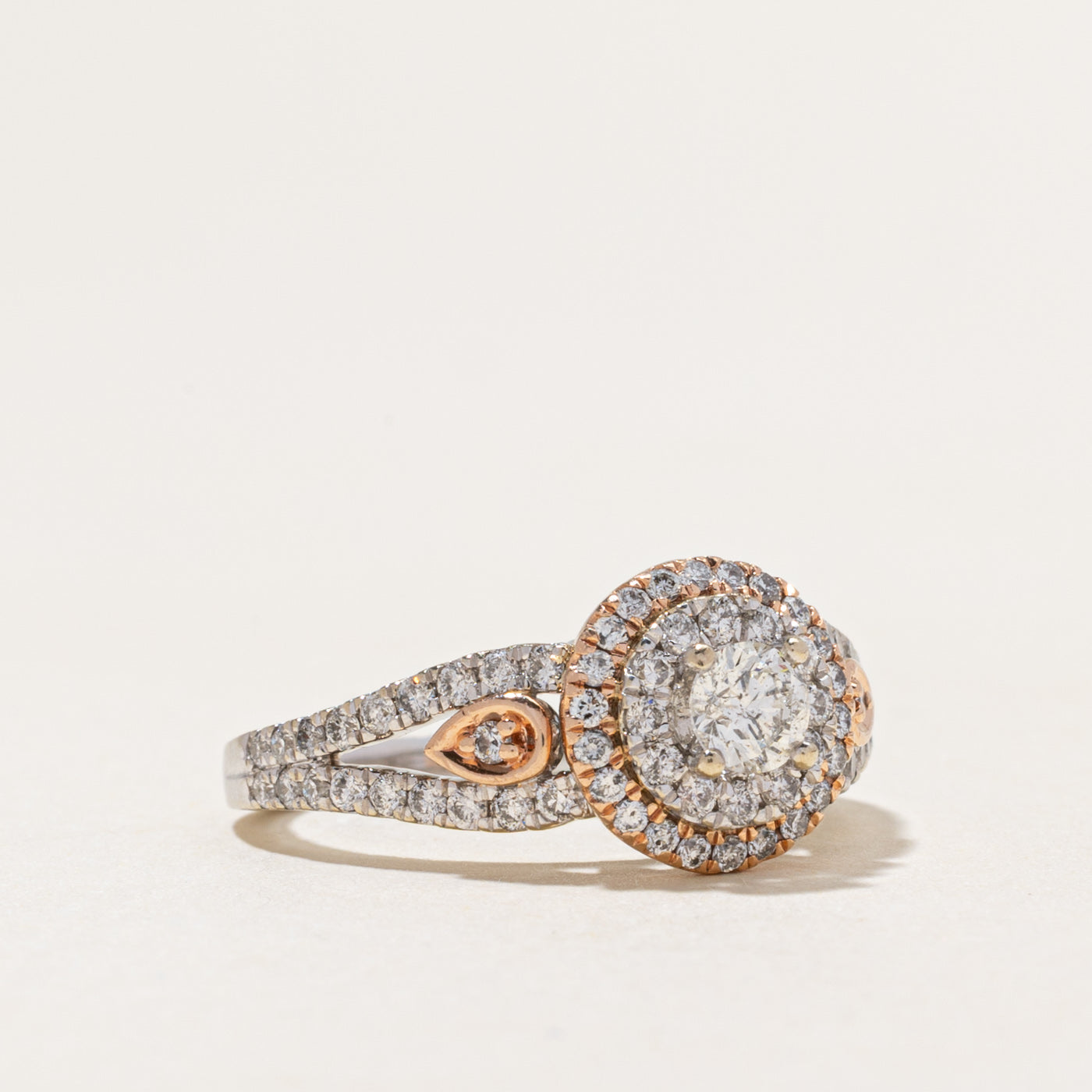Two Tone Diamond Double Halo Ring | 1.00ctw | SZ 6.5