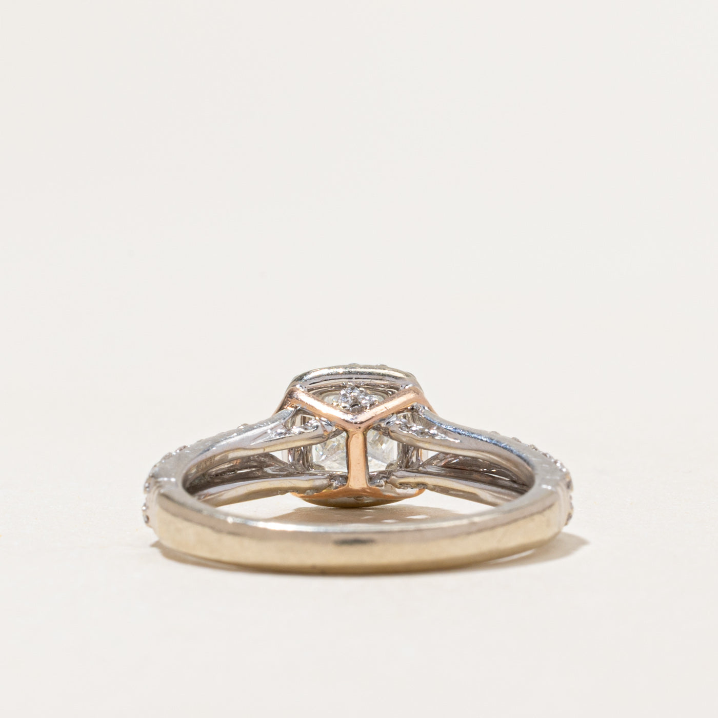 Two Tone Princess Cut Diamond Halo Ring | 0.78ctw | SZ 7
