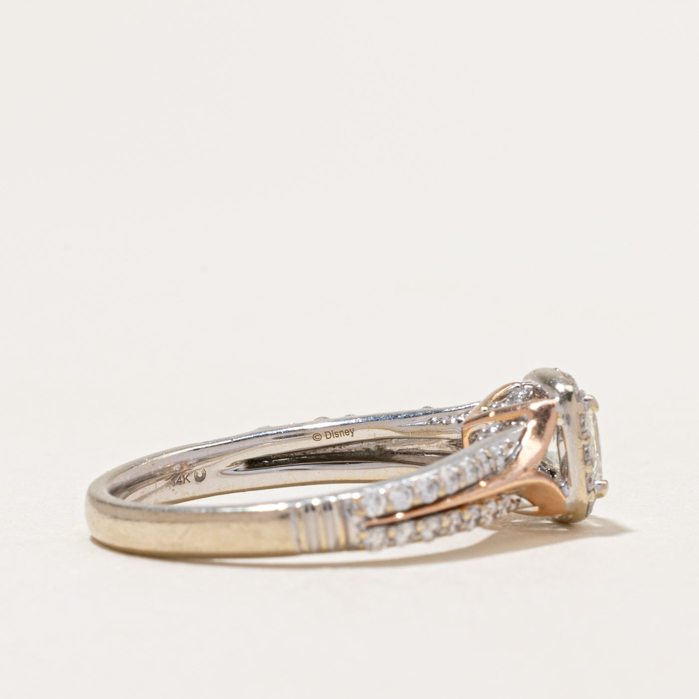Two Tone Princess Cut Diamond Halo Ring | 0.78ctw | SZ 7