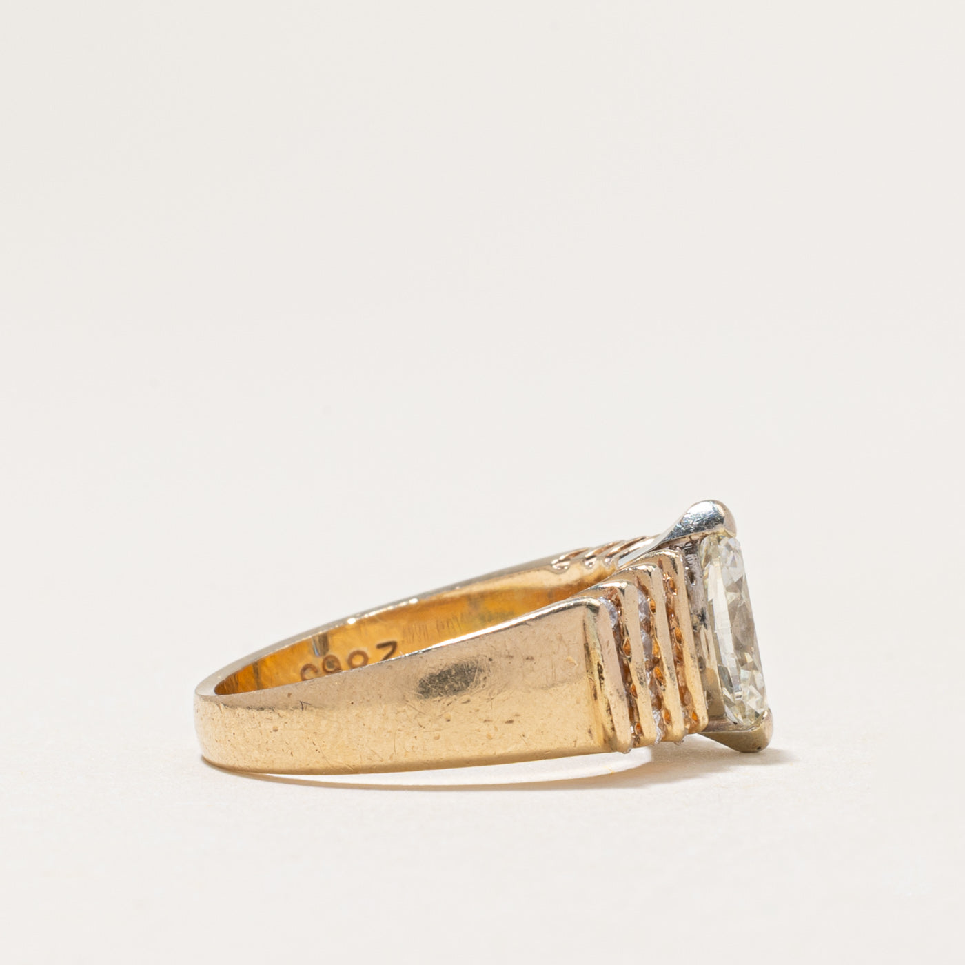 Marquise Cut Yellow & White Diamond Ring | 1.52ctw | SZ 6
