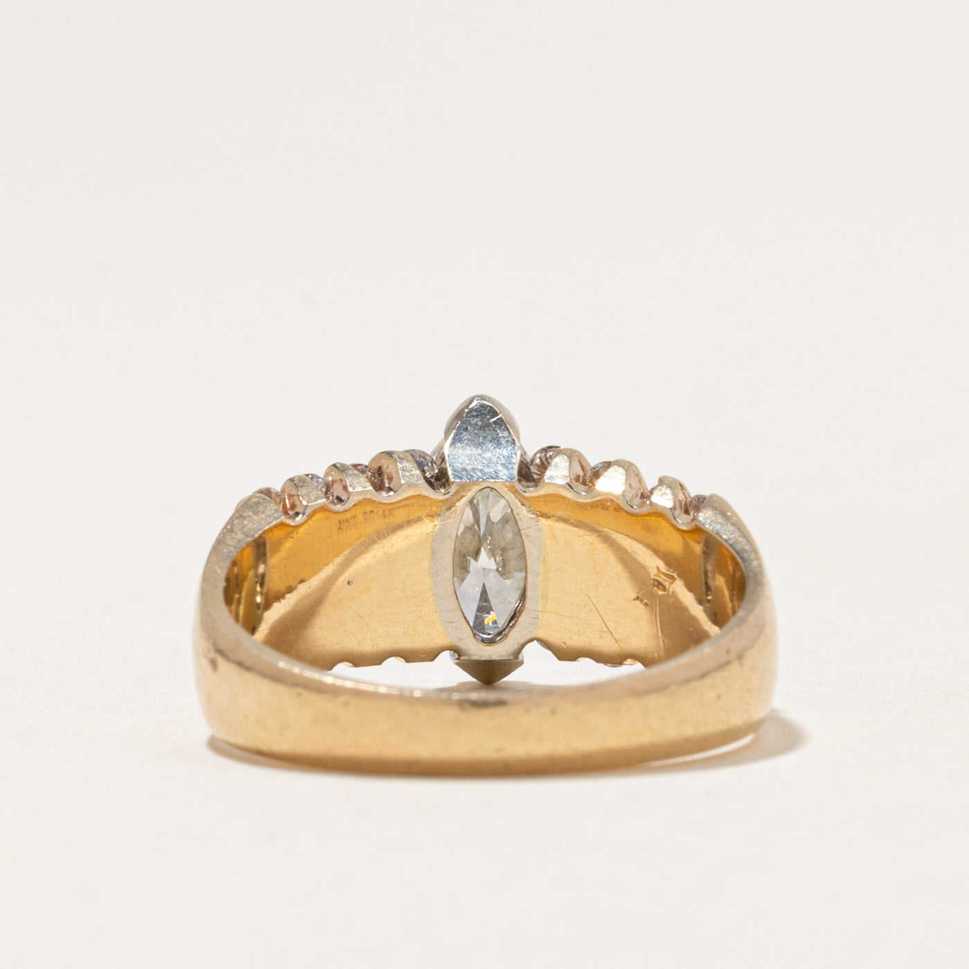 Marquise Cut Yellow & White Diamond Ring | 1.52ctw | SZ 6
