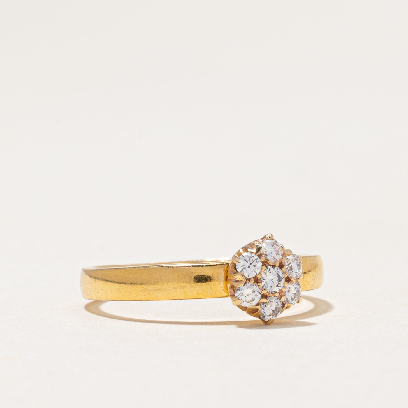 20k Yellow Gold Diamond Round Cluster Ring | 0.22ctw | SZ 6.75