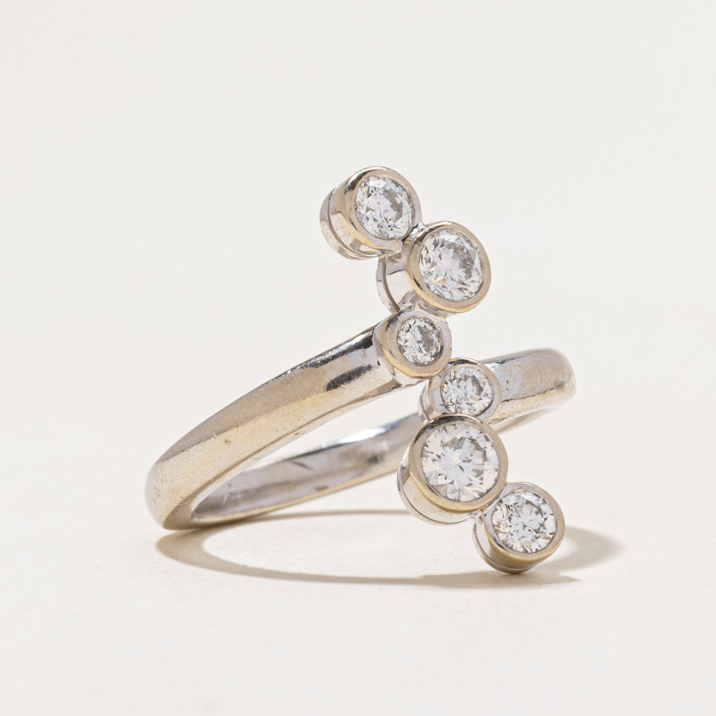White Gold Bezel Set Diamond Column Ring | 0.84ctw | SZ 8