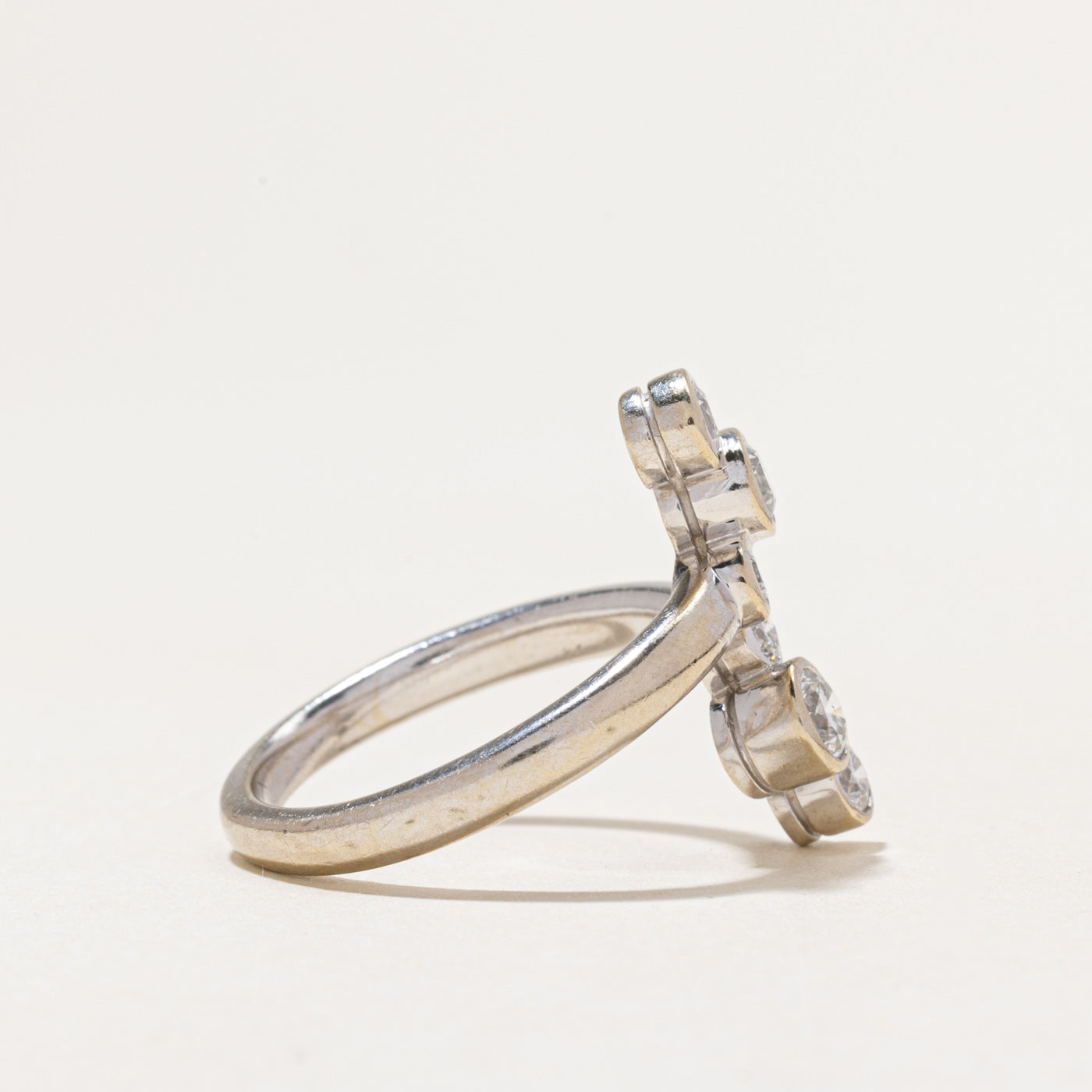 White Gold Bezel Set Diamond Column Ring | 0.84ctw | SZ 8
