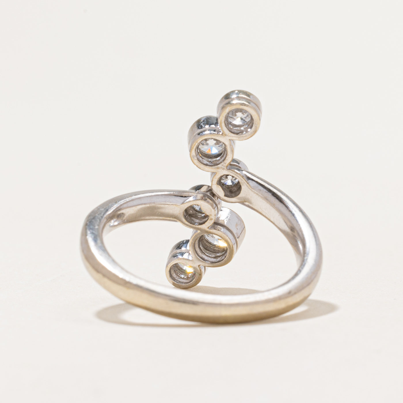 White Gold Bezel Set Diamond Column Ring | 0.84ctw | SZ 8