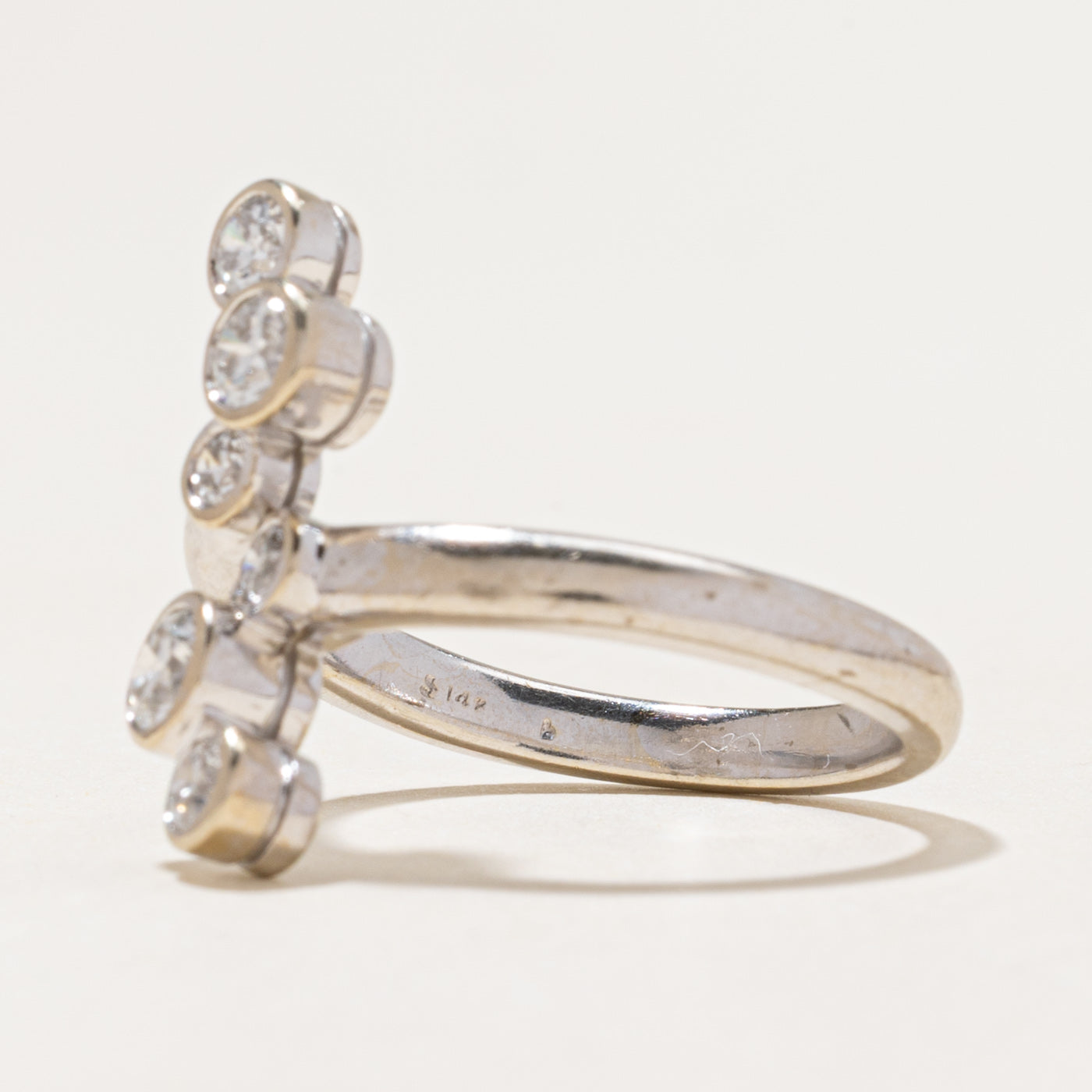 White Gold Bezel Set Diamond Column Ring | 0.84ctw | SZ 8