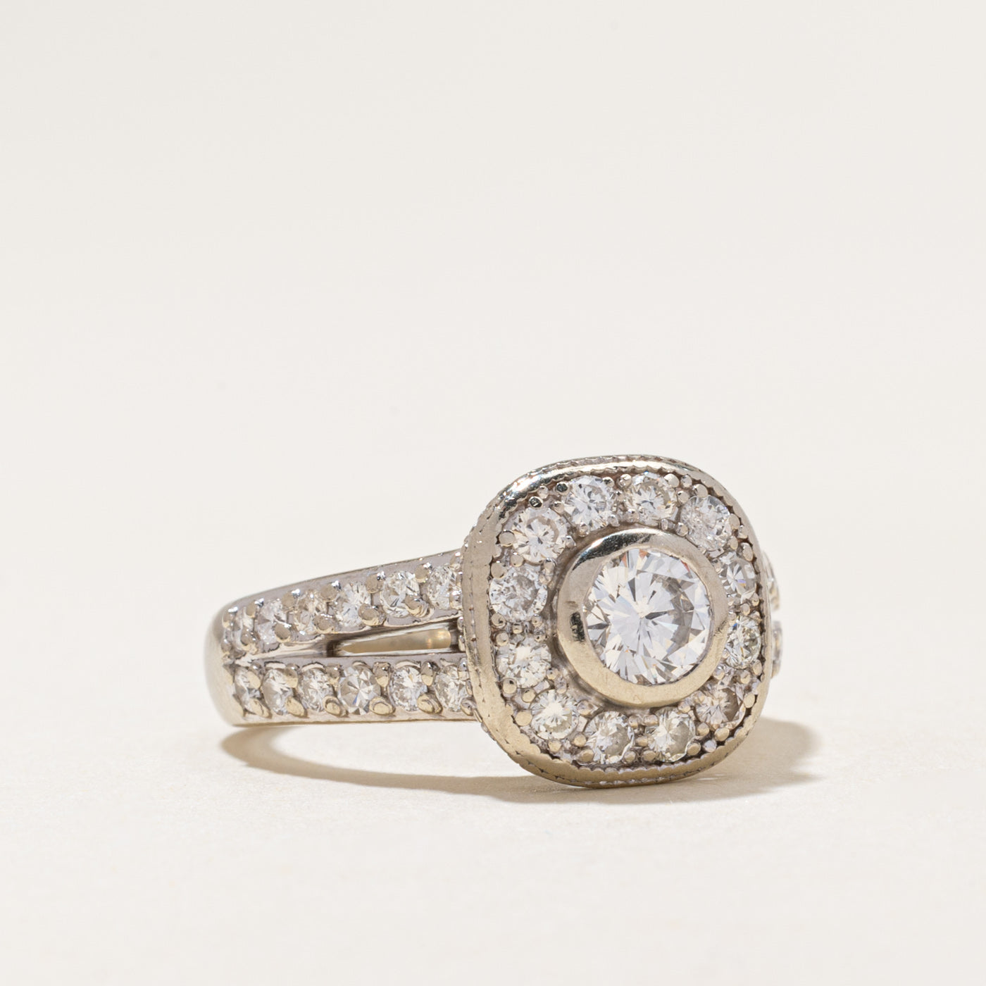 White Gold Diamond Halo Ring | 1.35ctw | SZ 6.5