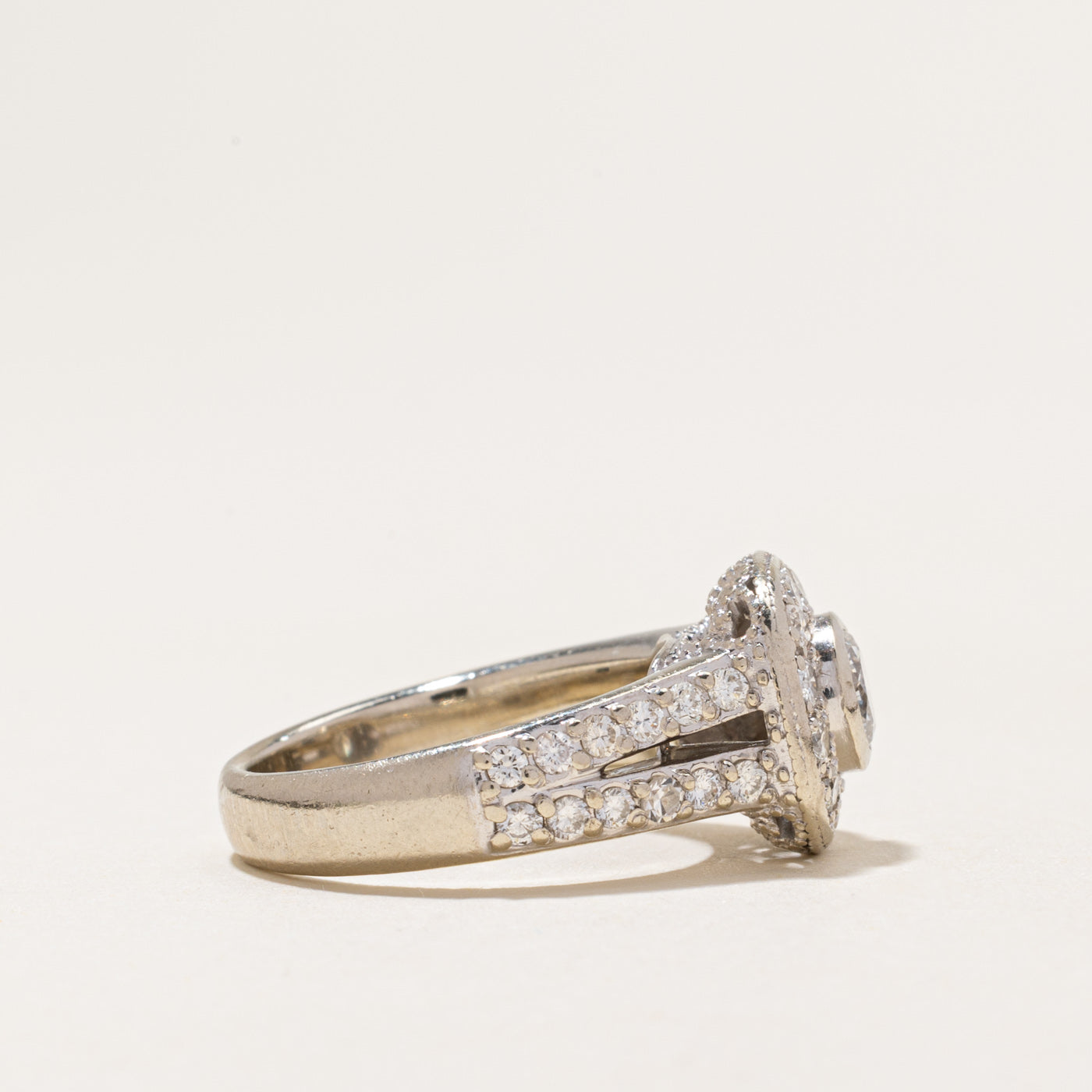 White Gold Diamond Halo Ring | 1.35ctw | SZ 6.5