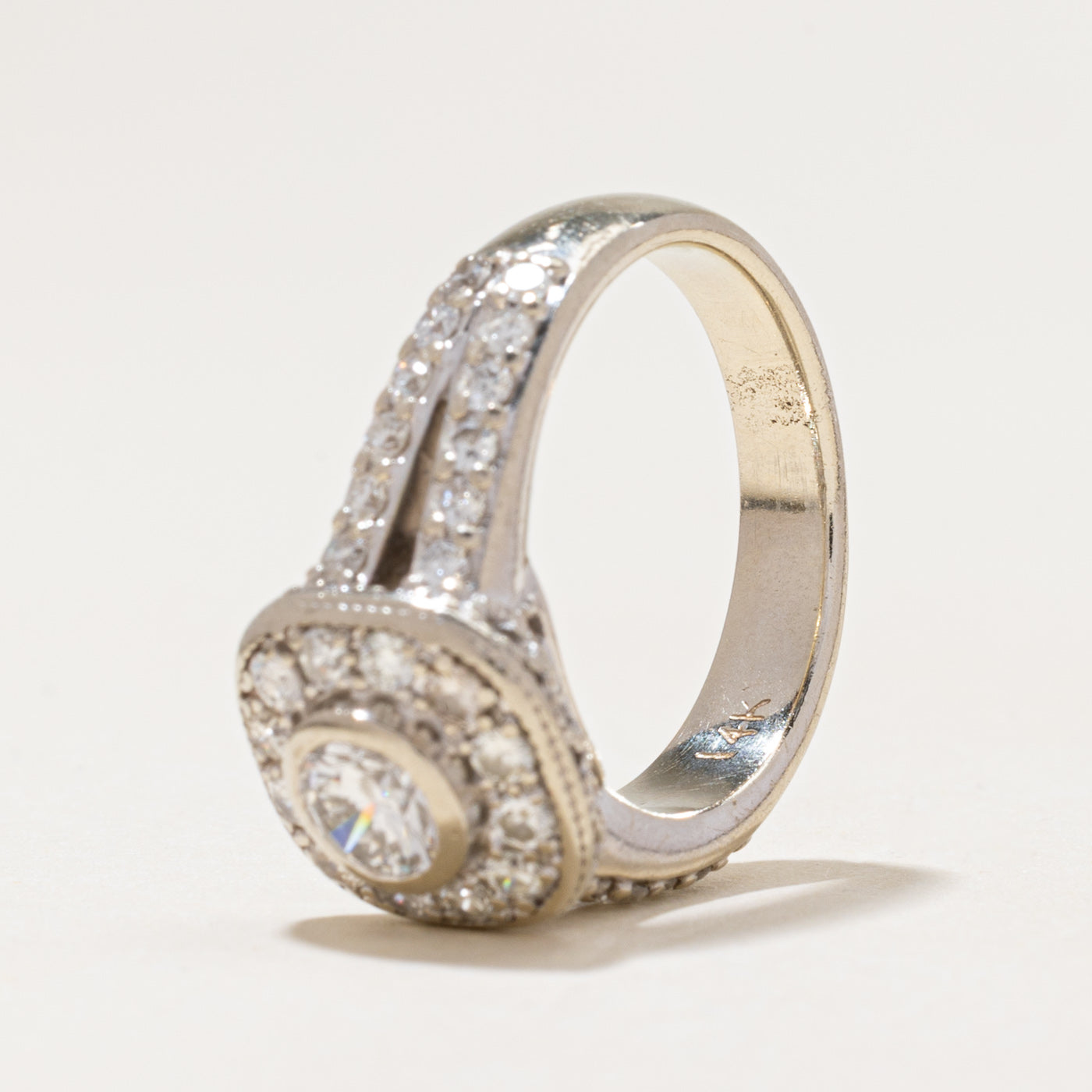 White Gold Diamond Halo Ring | 1.35ctw | SZ 6.5