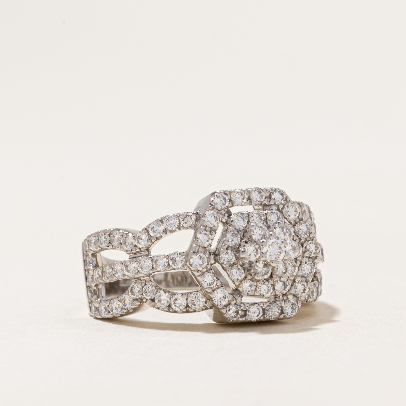 18k Old European Cut Diamond Cluster Cocktail Ring | 1.37ctw | SZ 7.25