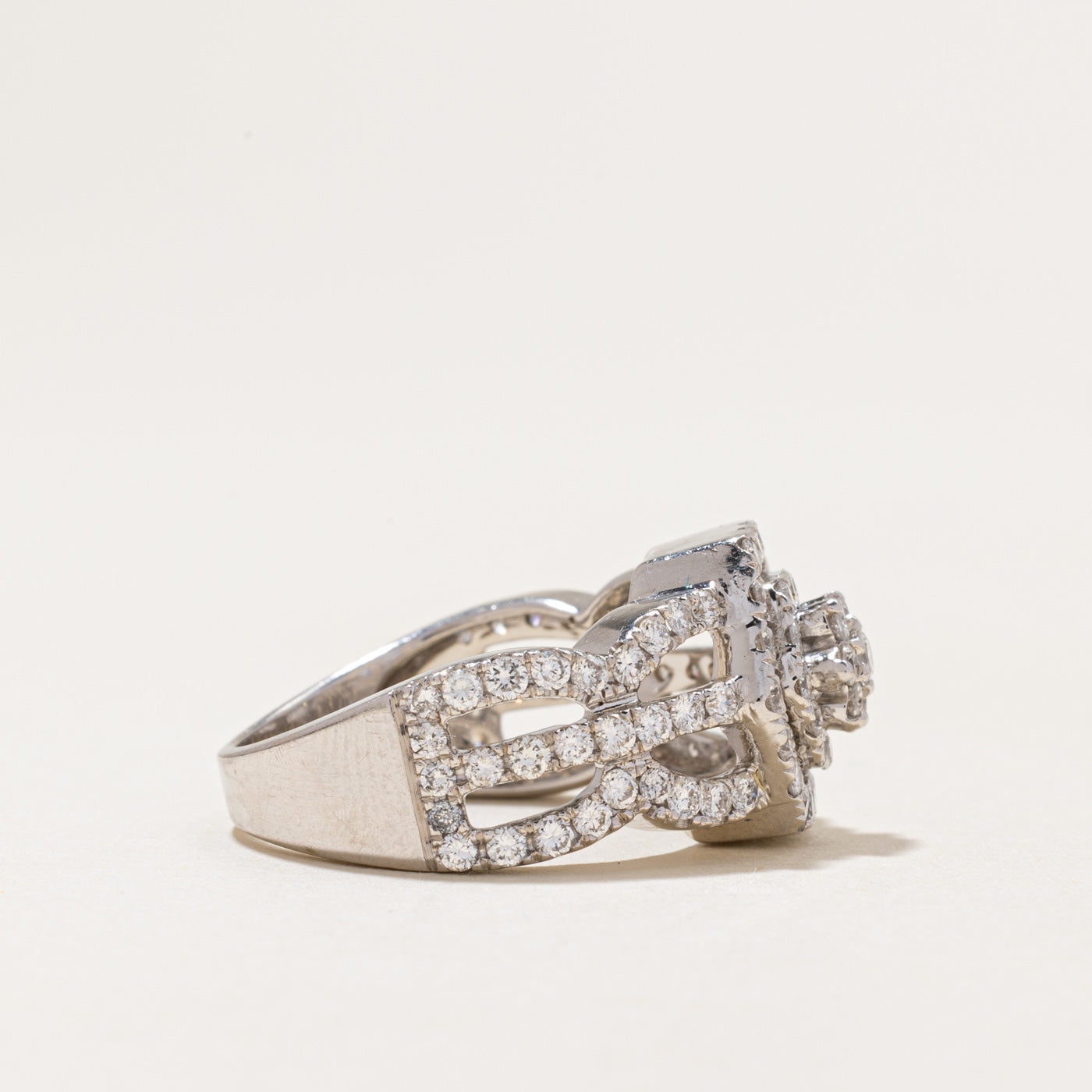 18k Old European Cut Diamond Cluster Cocktail Ring | 1.37ctw | SZ 7.25