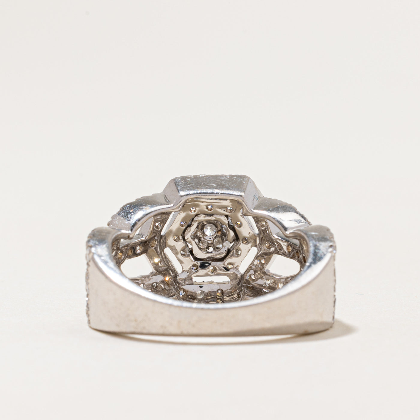 18k Old European Cut Diamond Cluster Cocktail Ring | 1.37ctw | SZ 7.25