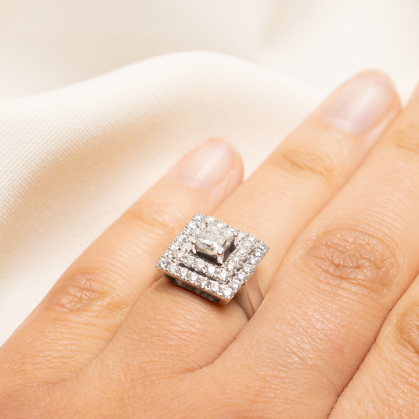 18k Princess Cut Diamond Cocktail Ring | 1.59ctw | SZ 6