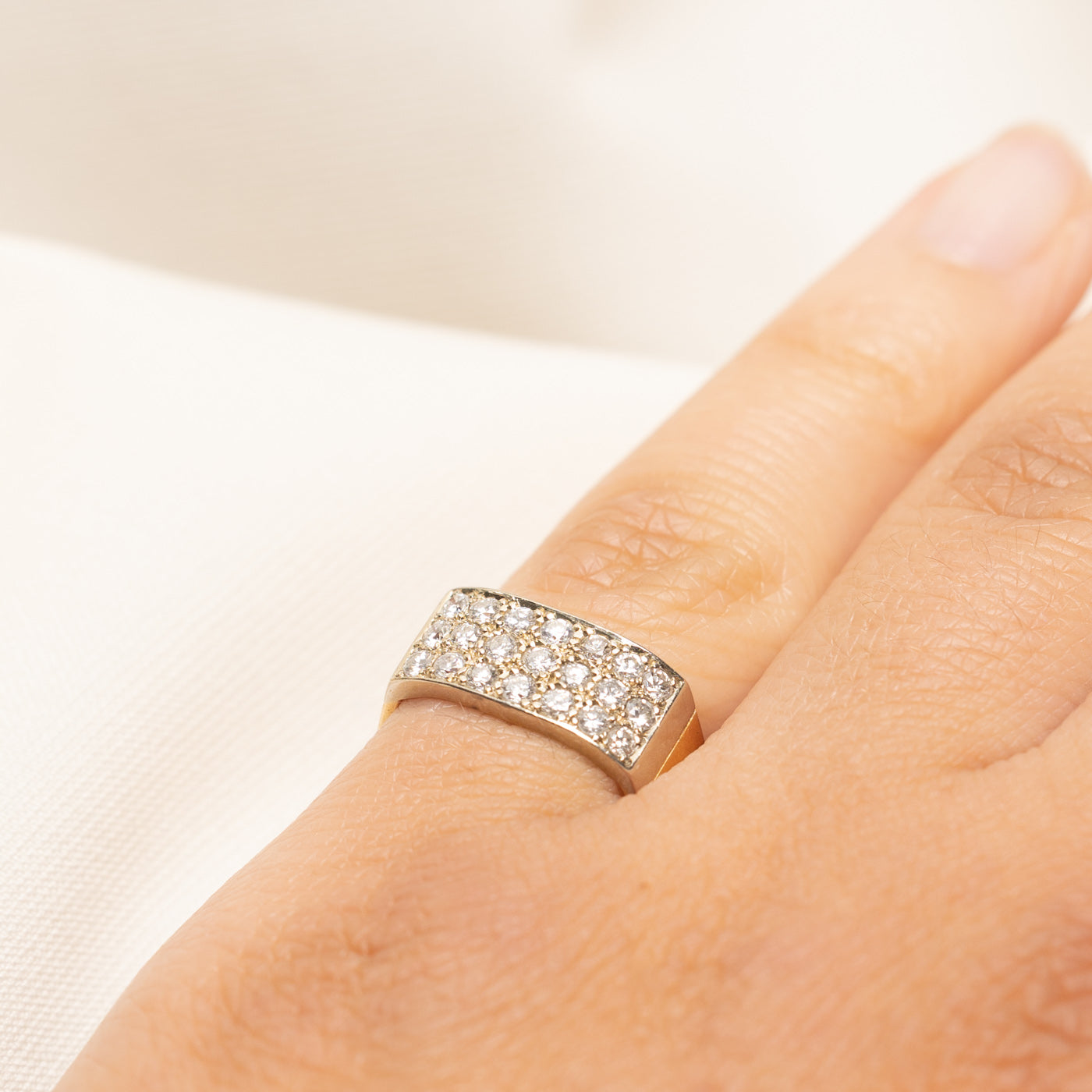 18k Diamond Grid Soft-Square Band | 0.42ctw | 6.70mm | SZ 3.75