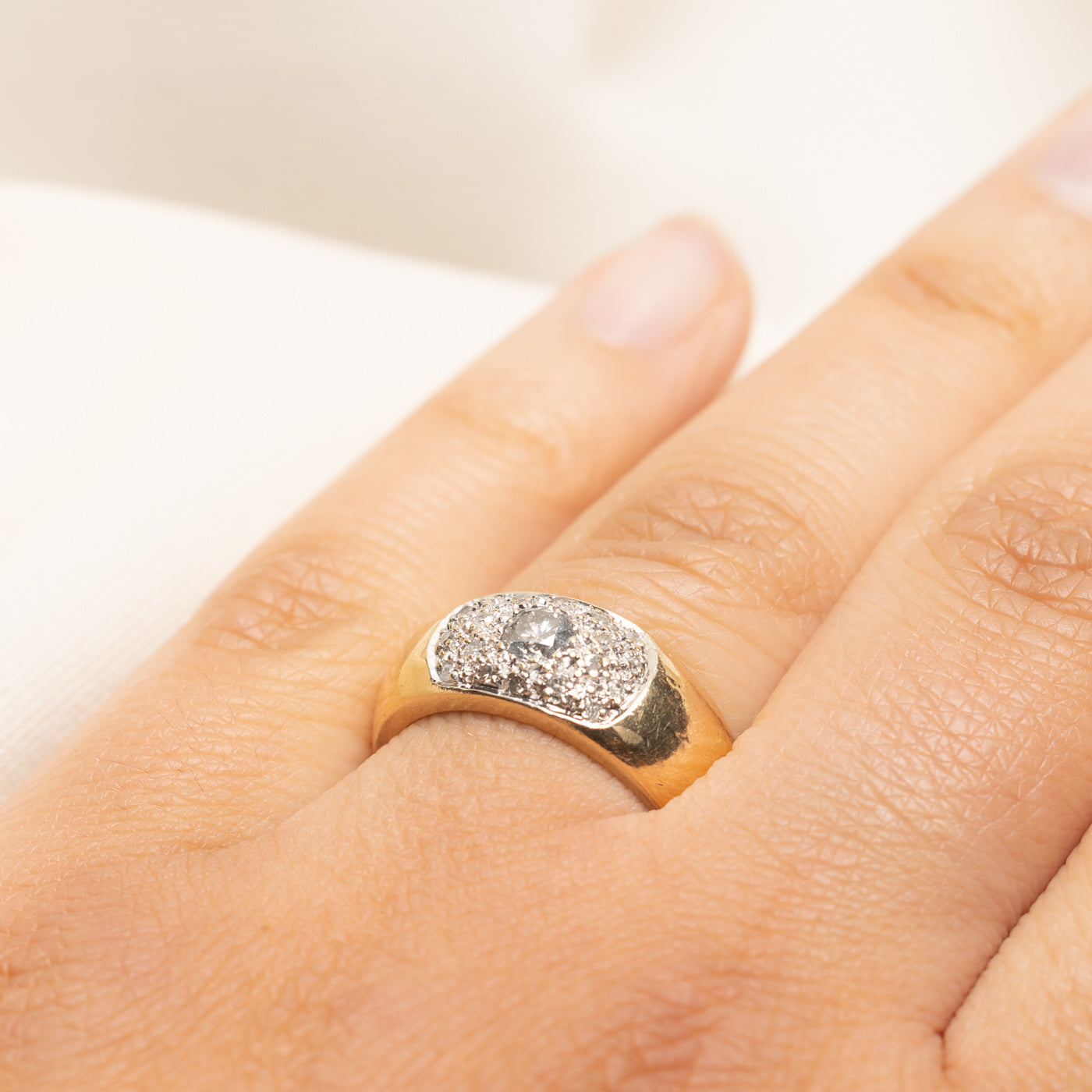 Yellow Gold Diamond Cluster Low Dome Band | 0.43ctw | SZ 7