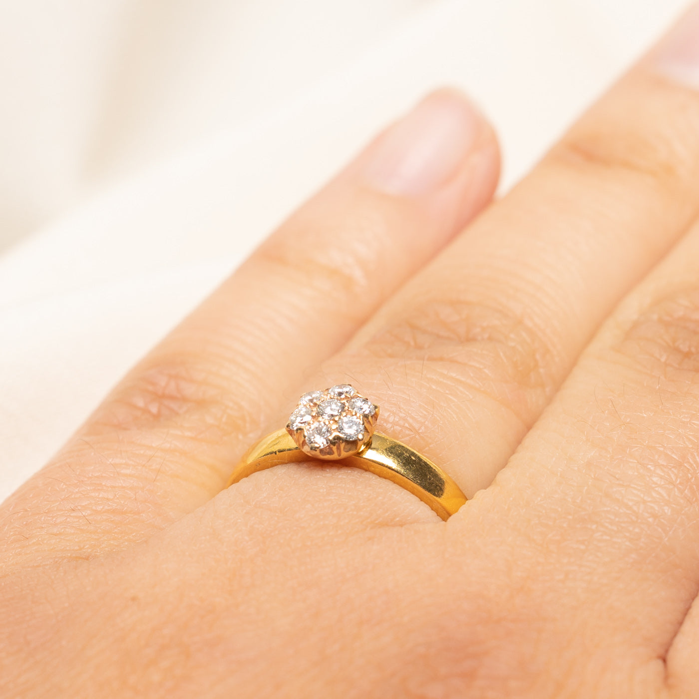 20k Yellow Gold Diamond Round Cluster Ring | 0.22ctw | SZ 6.75