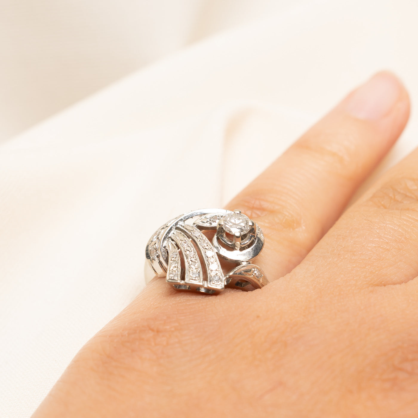 18k White Gold Diamond Cocktail Ring | 0.60ctw | SZ 5.5