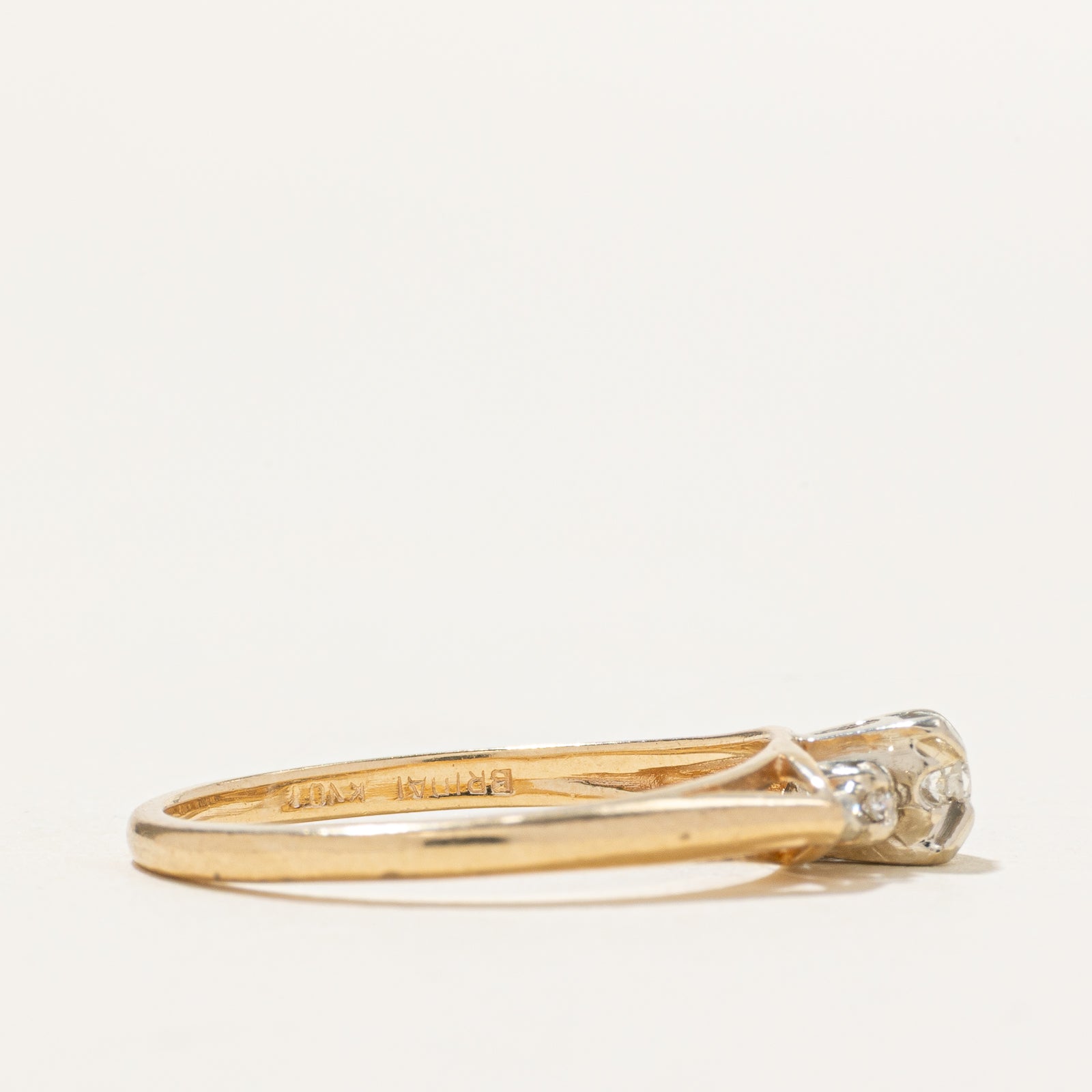 14k Two Tone Gold Vintage Diamond Ring | 0.05ctw | SZ 6.5