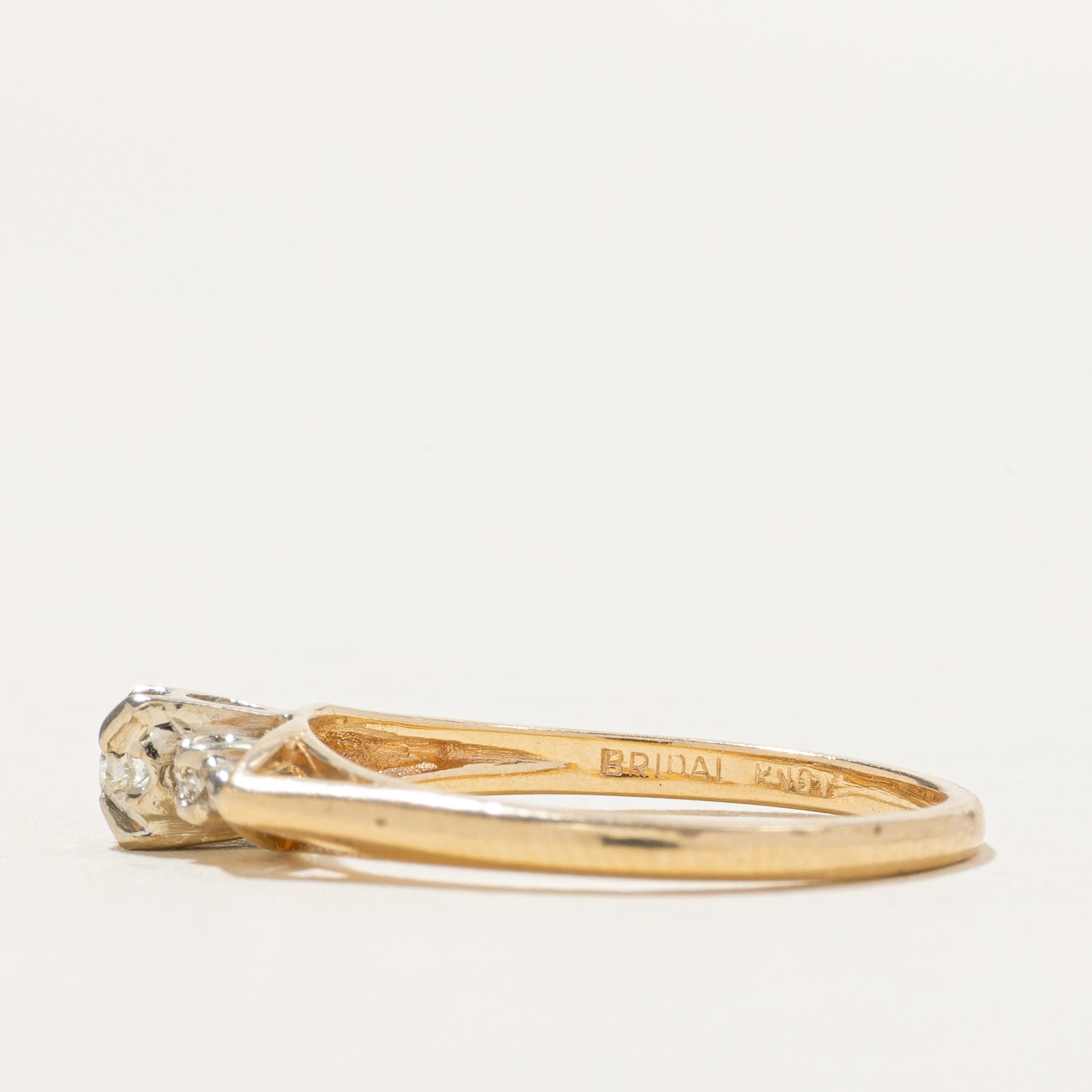 14k Two Tone Gold Vintage Diamond Ring | 0.05ctw | SZ 6.5
