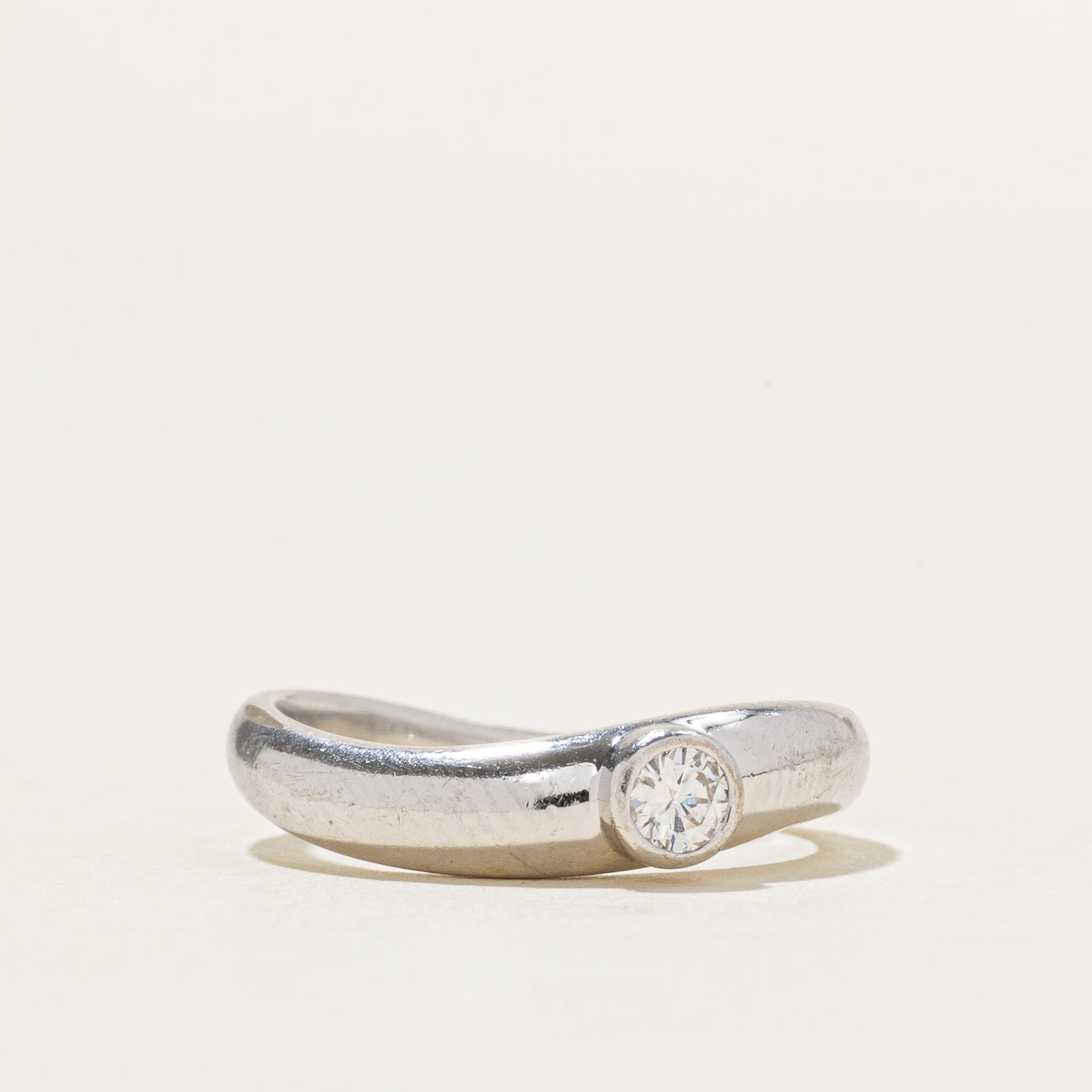 18k Bezel Set Diamond Wave Ring | 0.10ct | SZ 3.5