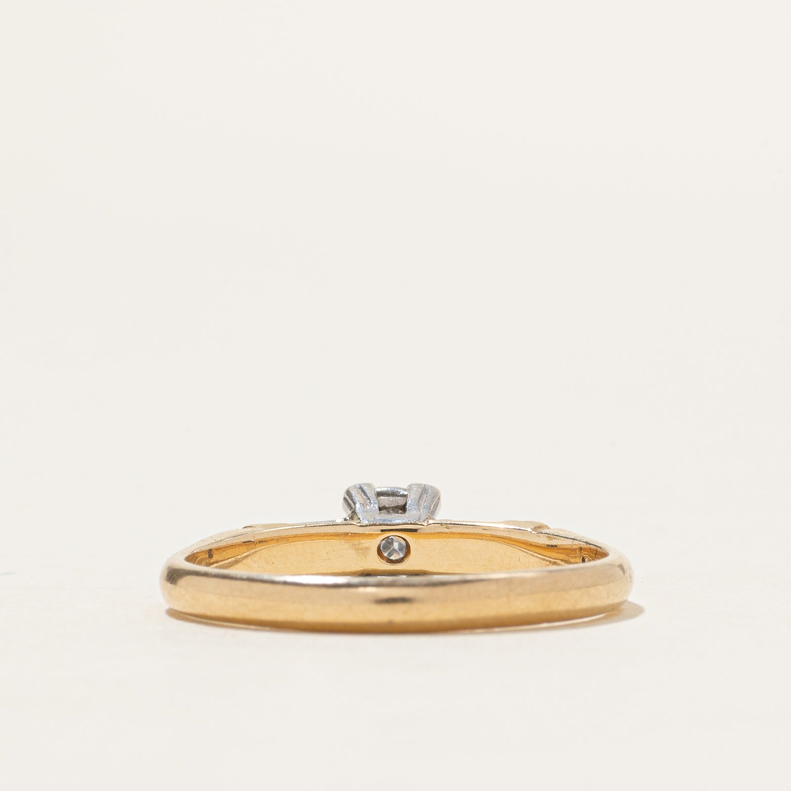 14k Two Tone Solitaire Diamond Ring | 0.12ct | SZ 7.25