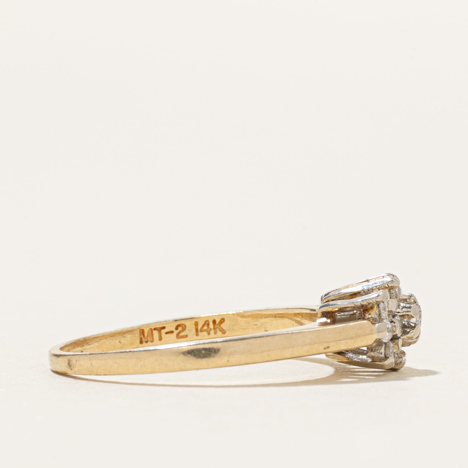 14k Diamond Cluster Petal Ring | 0.14ctw | SZ 5.5