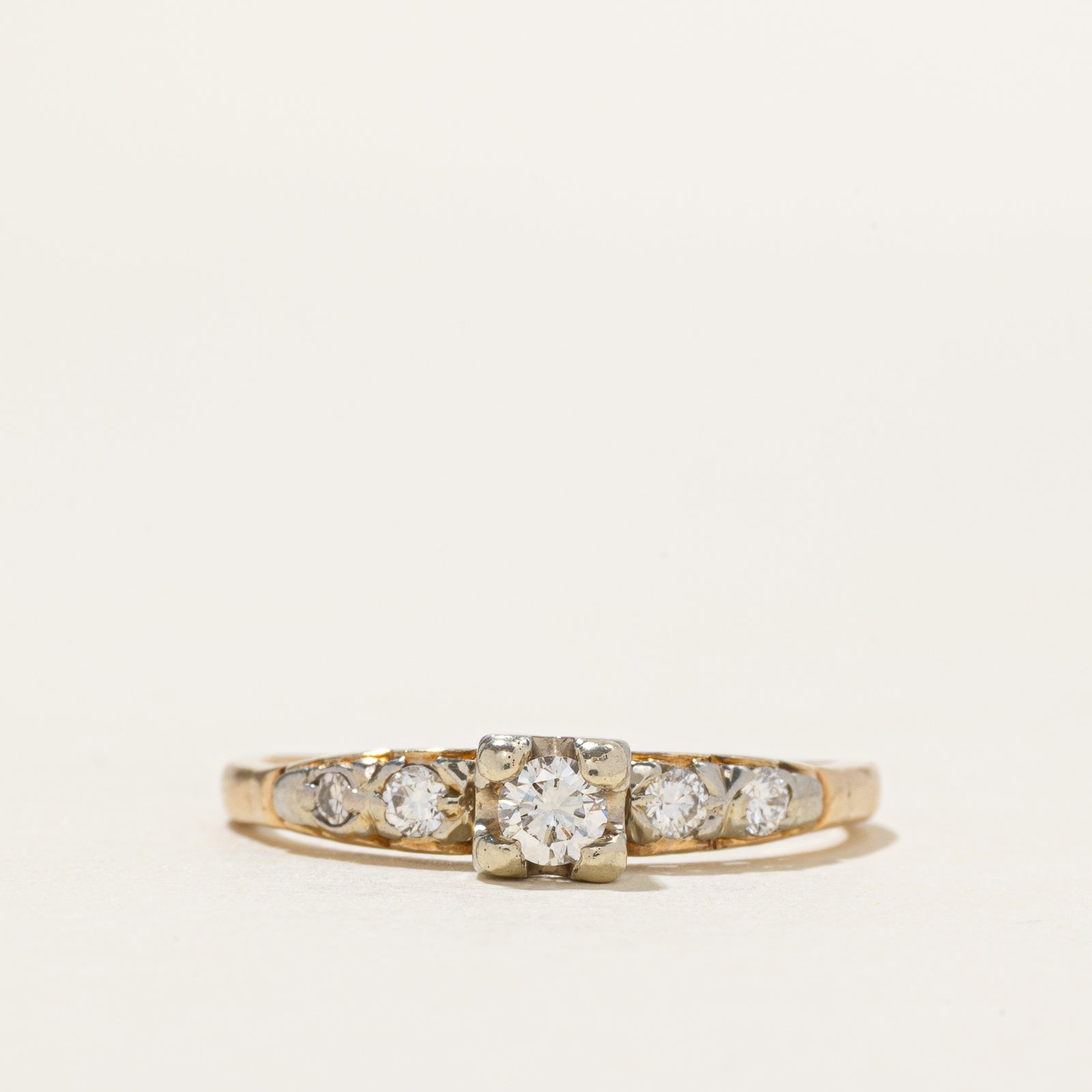 14k Two Tone Gold Vintage Diamond Ring | 0.26ctw | SZ 8