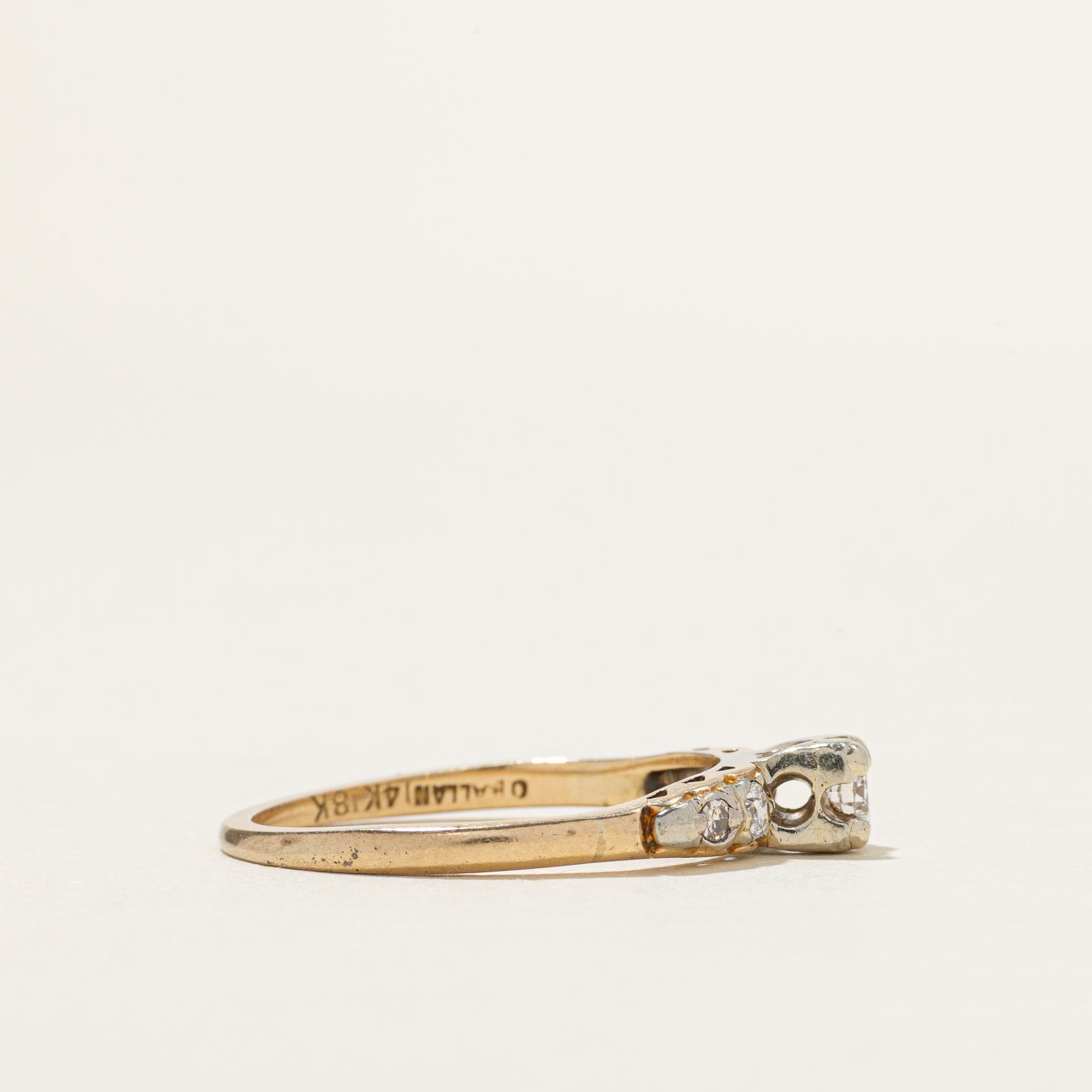 14k Two Tone Gold Vintage Diamond Ring | 0.26ctw | SZ 8