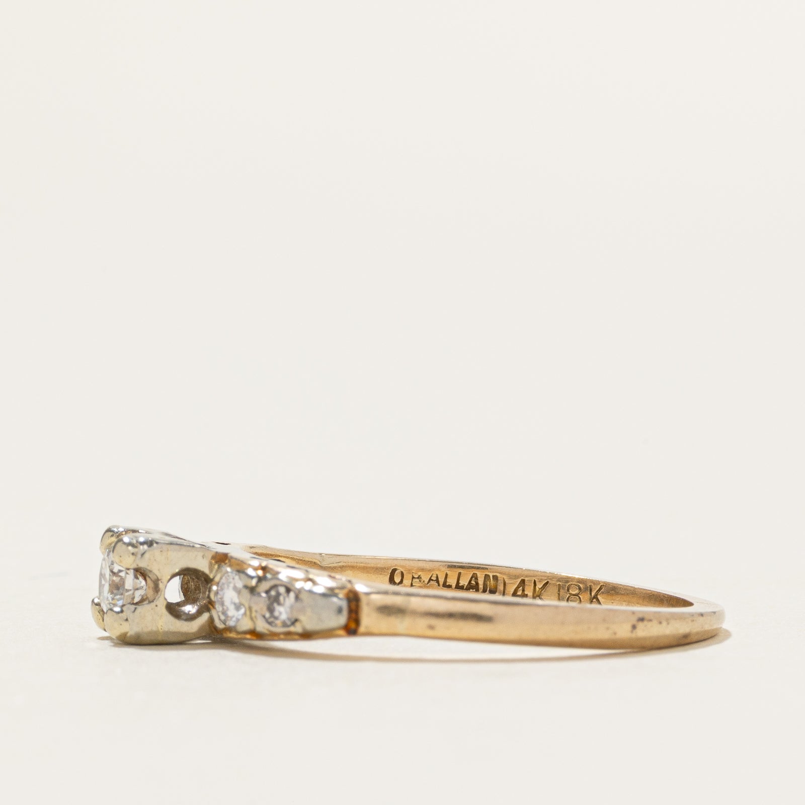 14k Two Tone Gold Vintage Diamond Ring | 0.26ctw | SZ 8