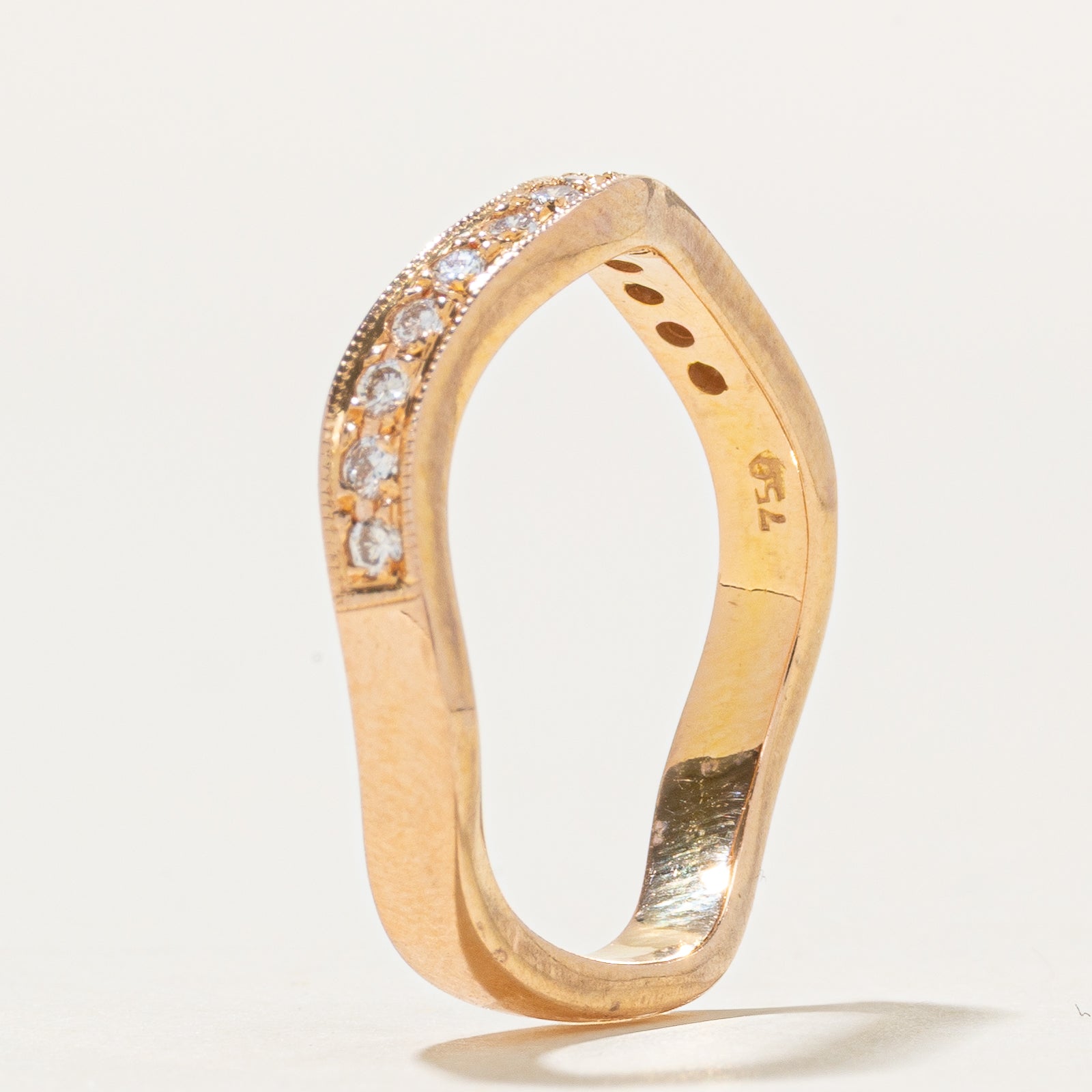 18k Semi Eternity Diamond Wavy Band | 0.14ctw | 2.75mm | SZ 5.25