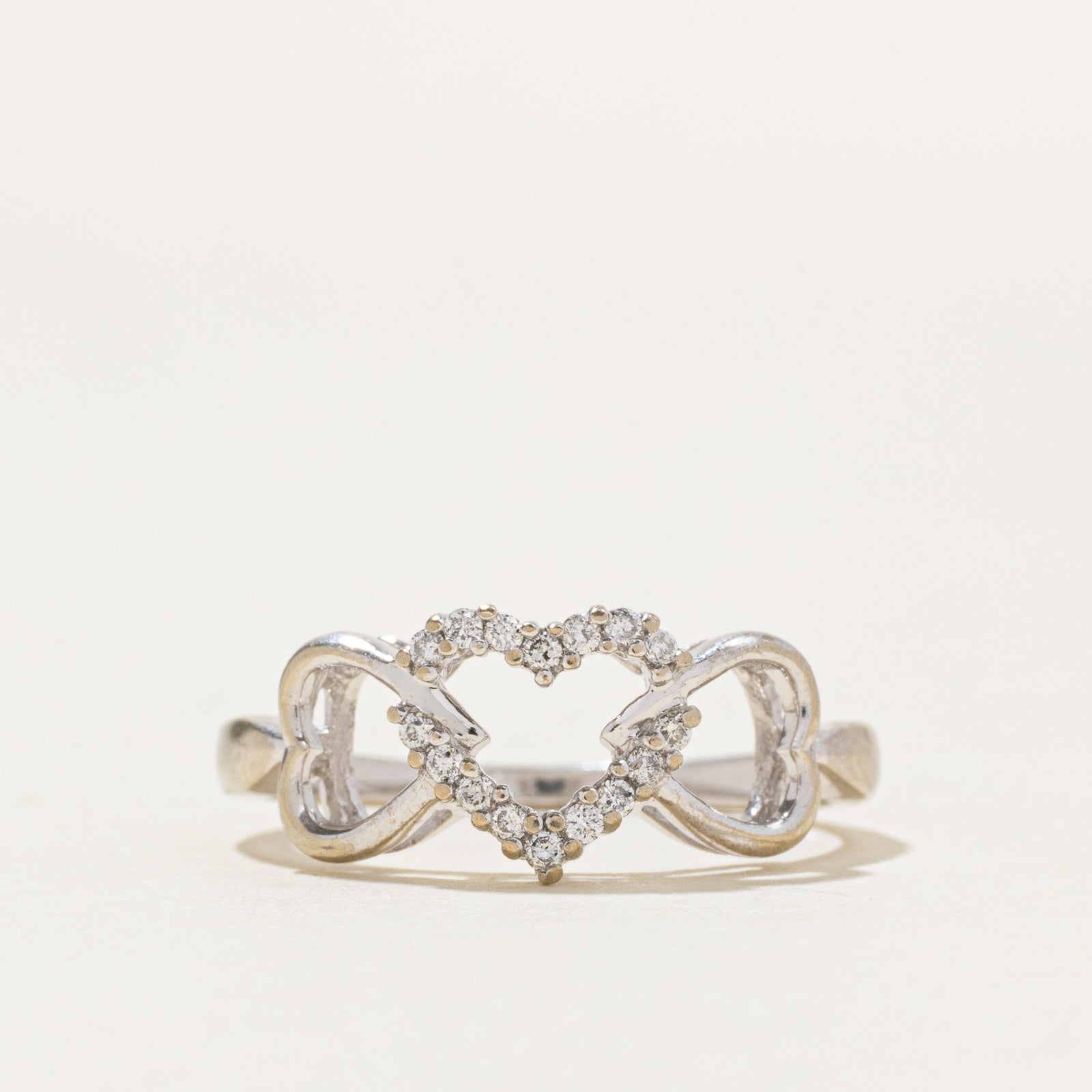 10k Diamond Open Hearts Ring | 0.08ctw | SZ 5.5