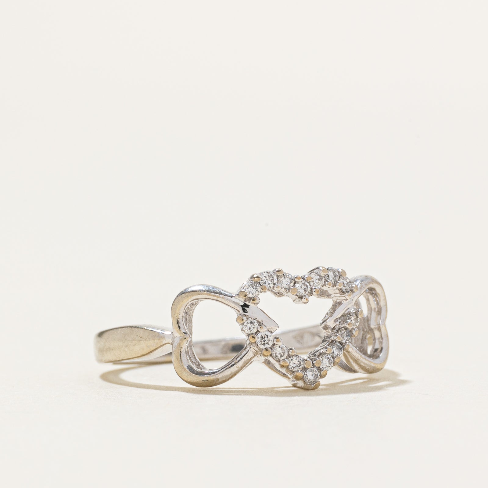 10k Diamond Open Hearts Ring | 0.08ctw | SZ 5.5