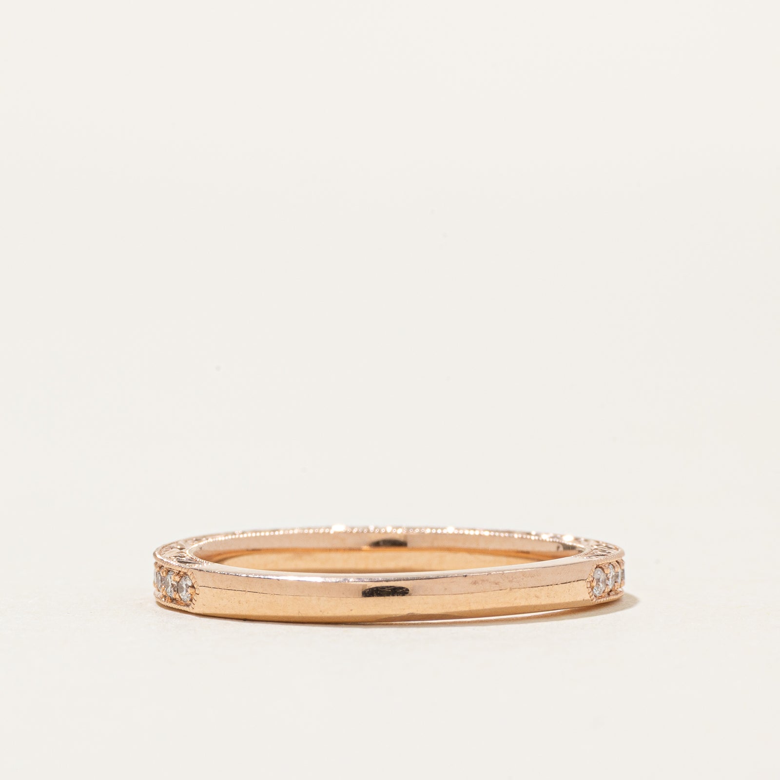 'Neil Lane' 14k Rose Gold Semi Eternity Diamond Milgrain Band | 0.22ctw | 2mm | SZ 6.75