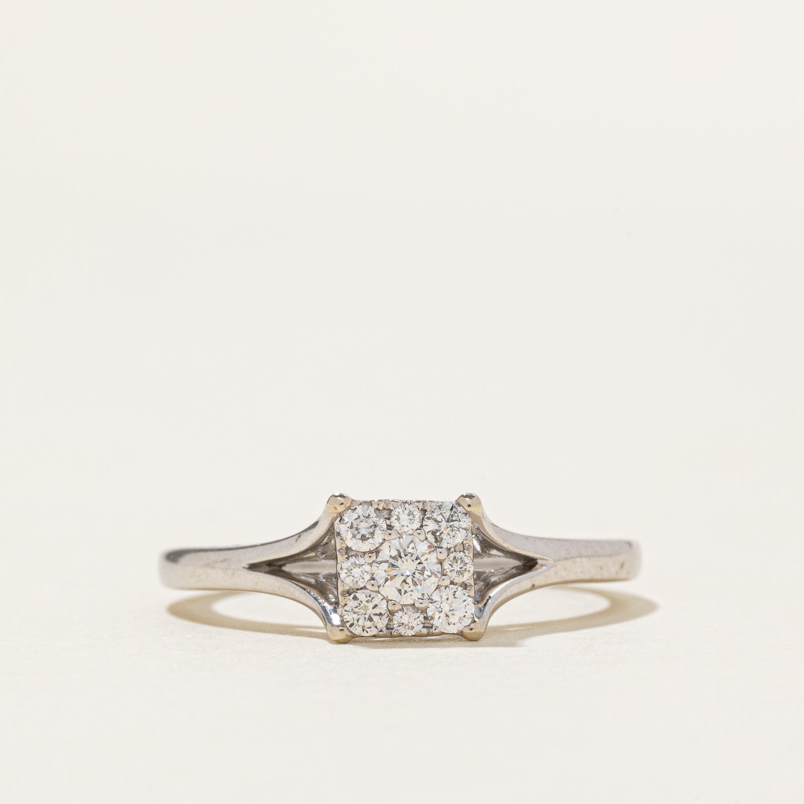 10k Diamond Square Cluster Split Shank Ring | 0.26ctw | SZ 7