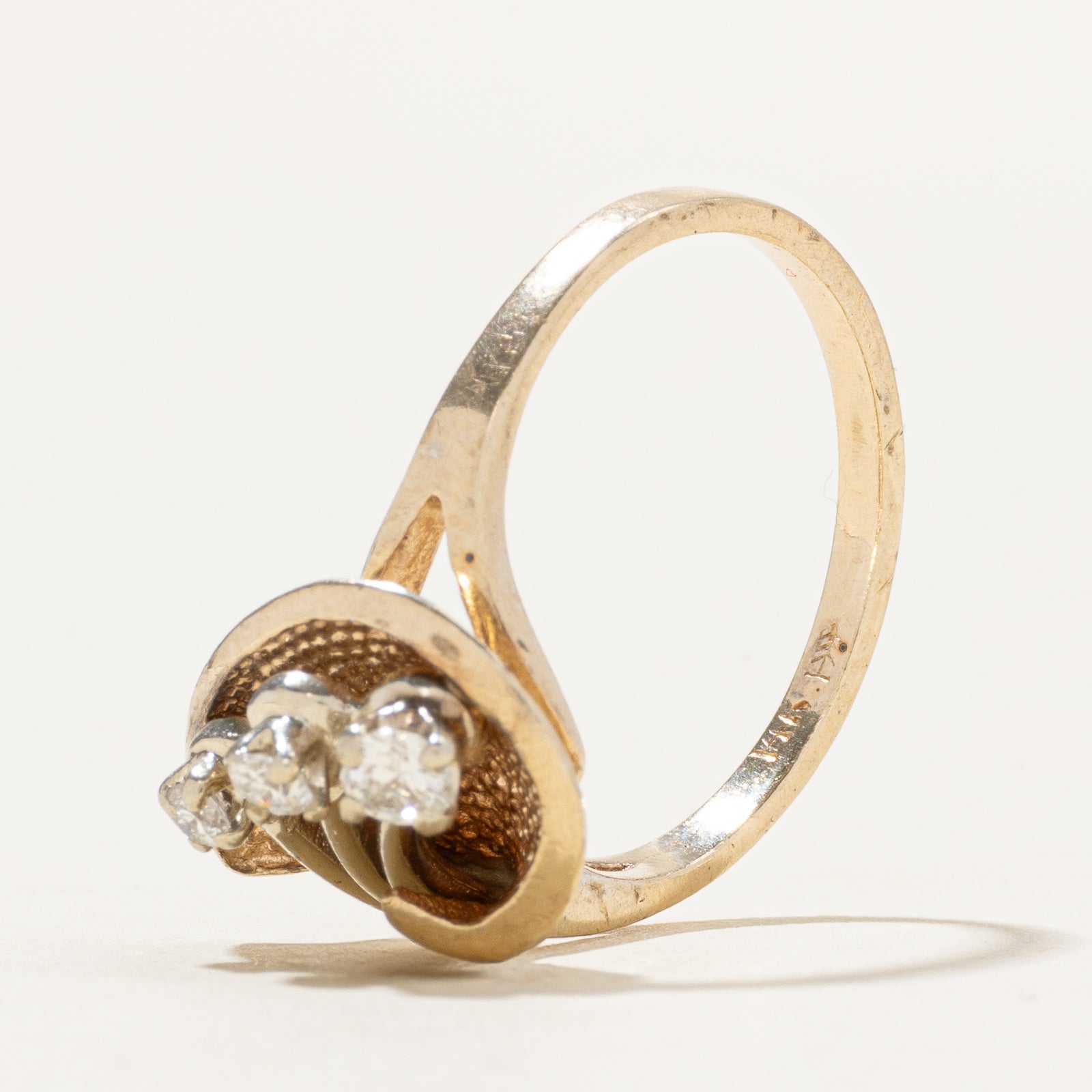 14k Two Tone Diamond Calla Lily Ring | 0.18ctw | SZ 6