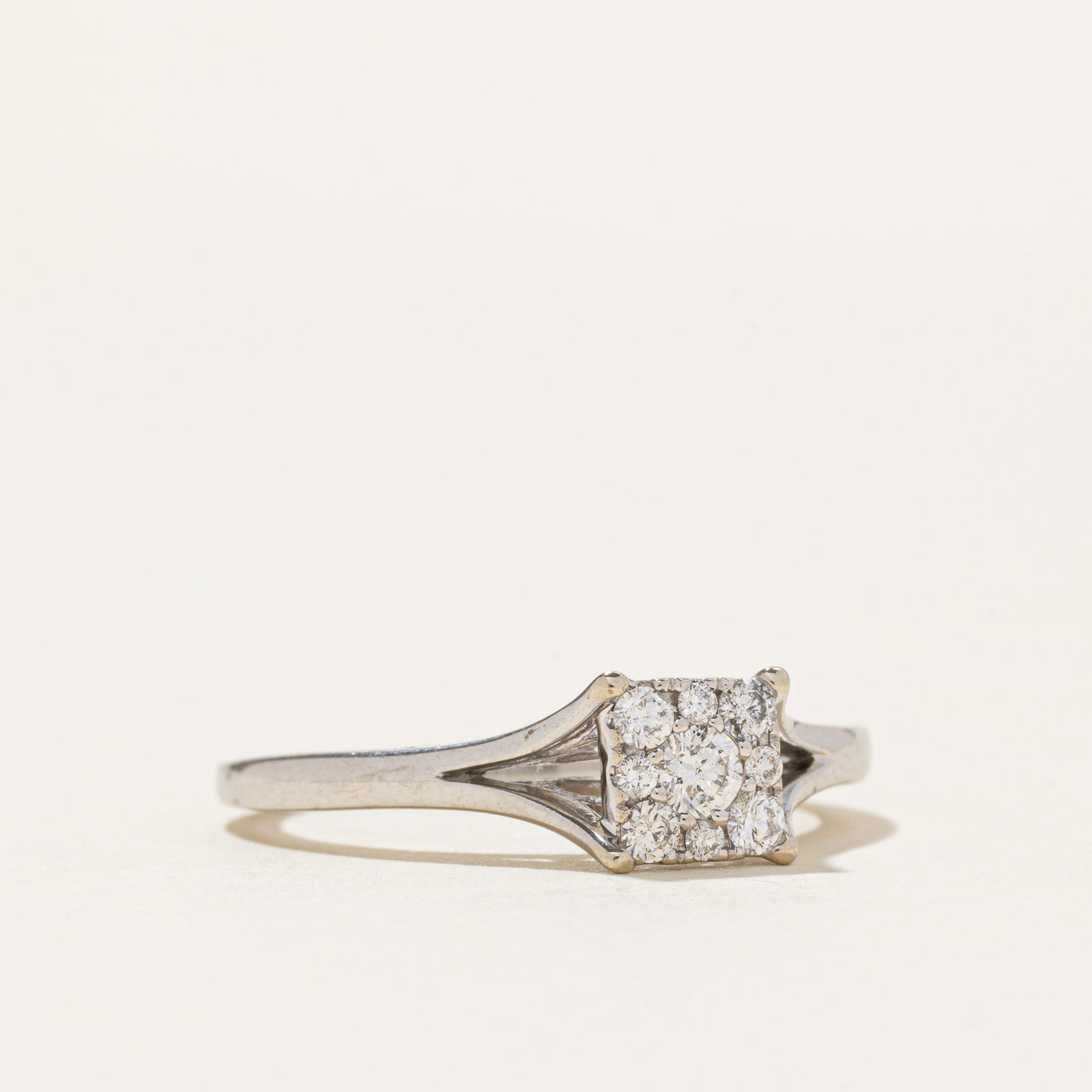 10k Diamond Square Cluster Split Shank Ring | 0.26ctw | SZ 7