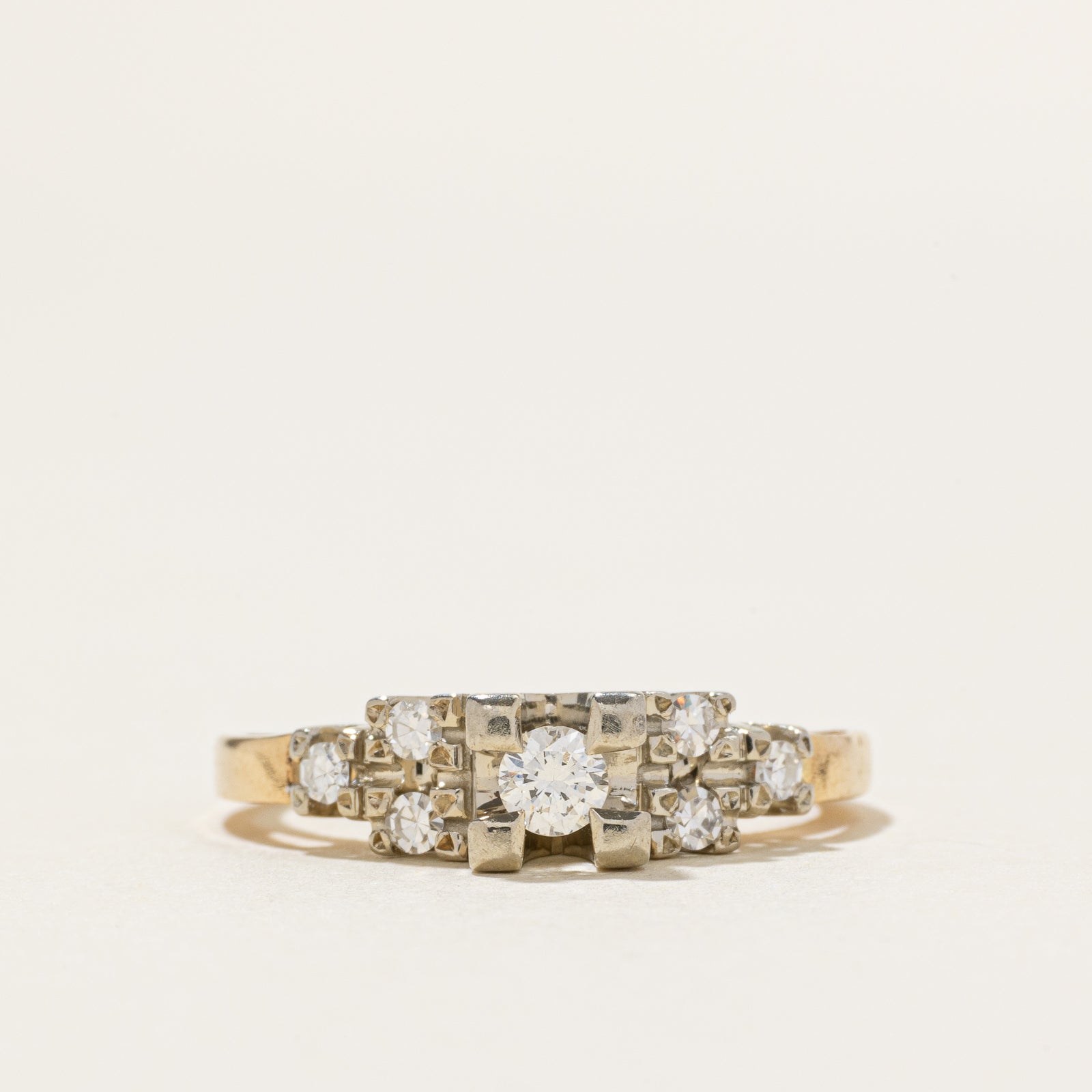 14k Two Tone Gold Vintage Diamond Ring | 0.27ctw | SZ 6.5