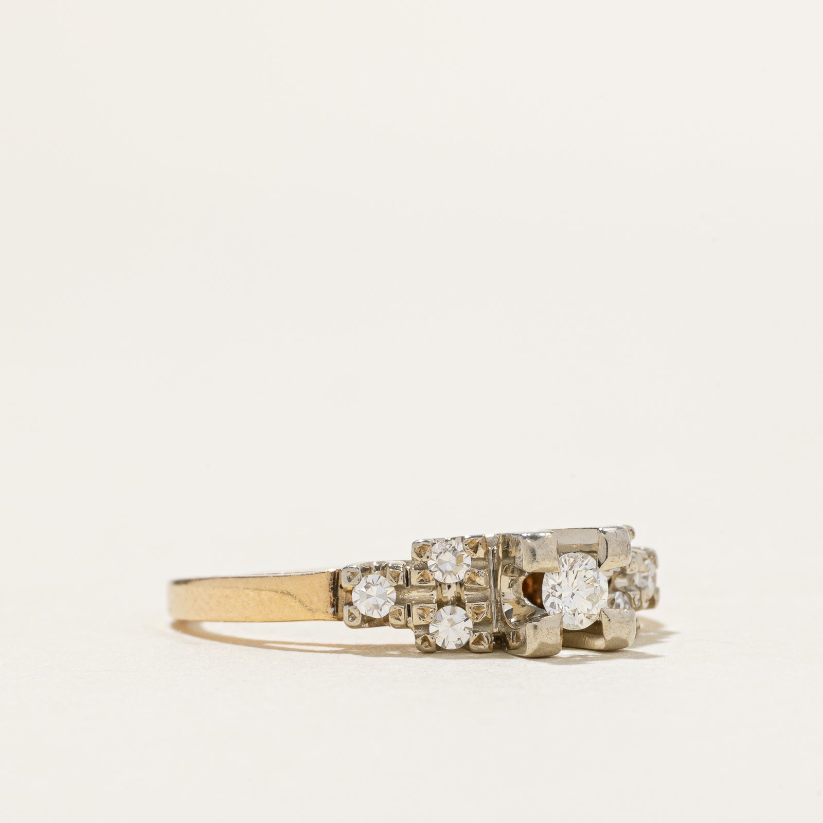 14k Two Tone Gold Vintage Diamond Ring | 0.27ctw | SZ 6.5