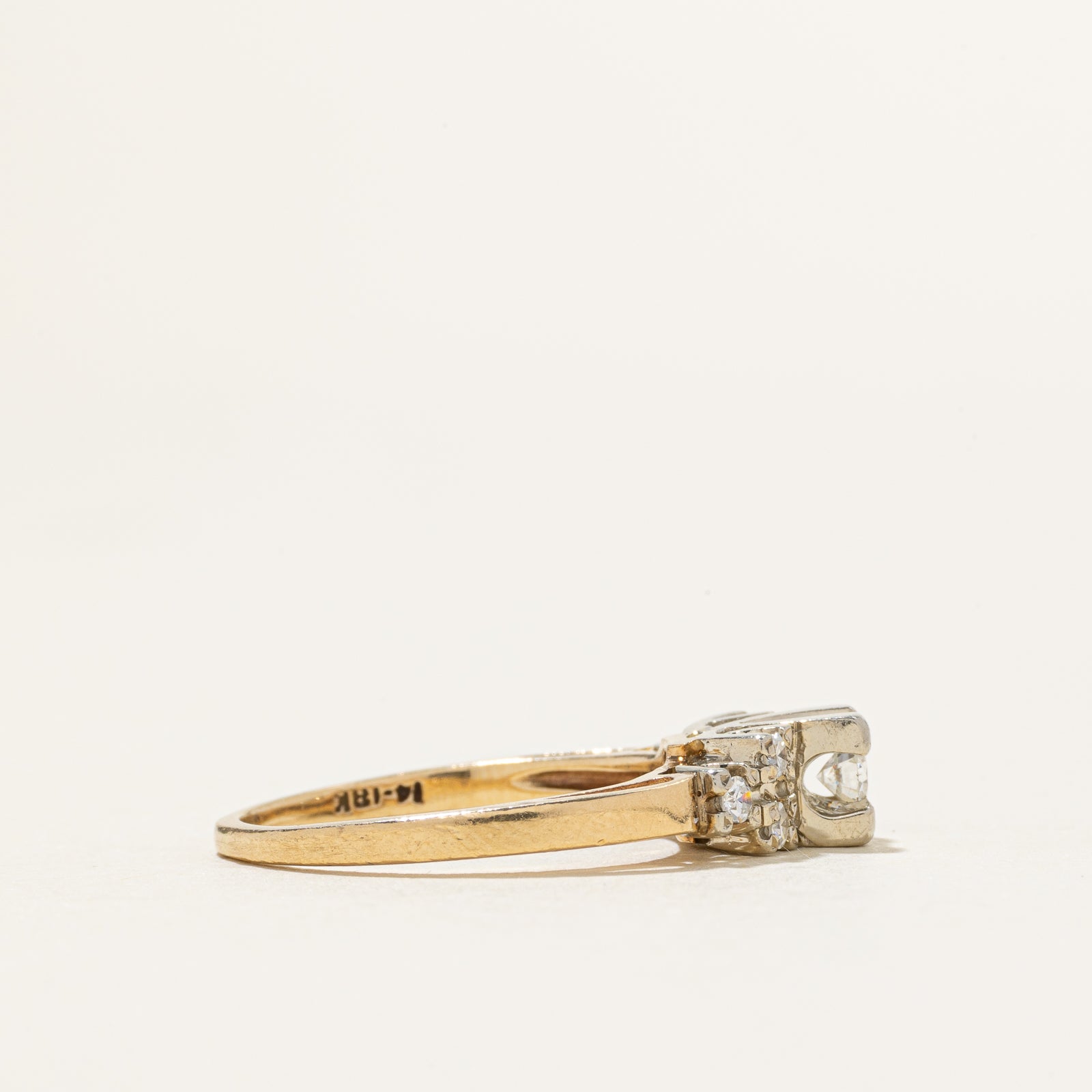 14k Two Tone Gold Vintage Diamond Ring | 0.27ctw | SZ 6.5